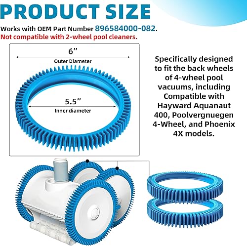 Miniatura 5 de AR-PRO Paquete de 2 neumáticos de repuesto con repuesto Super Hump compatibles con limpiadores de piscinas Poolvergnuegen y Hayward Número de pieza