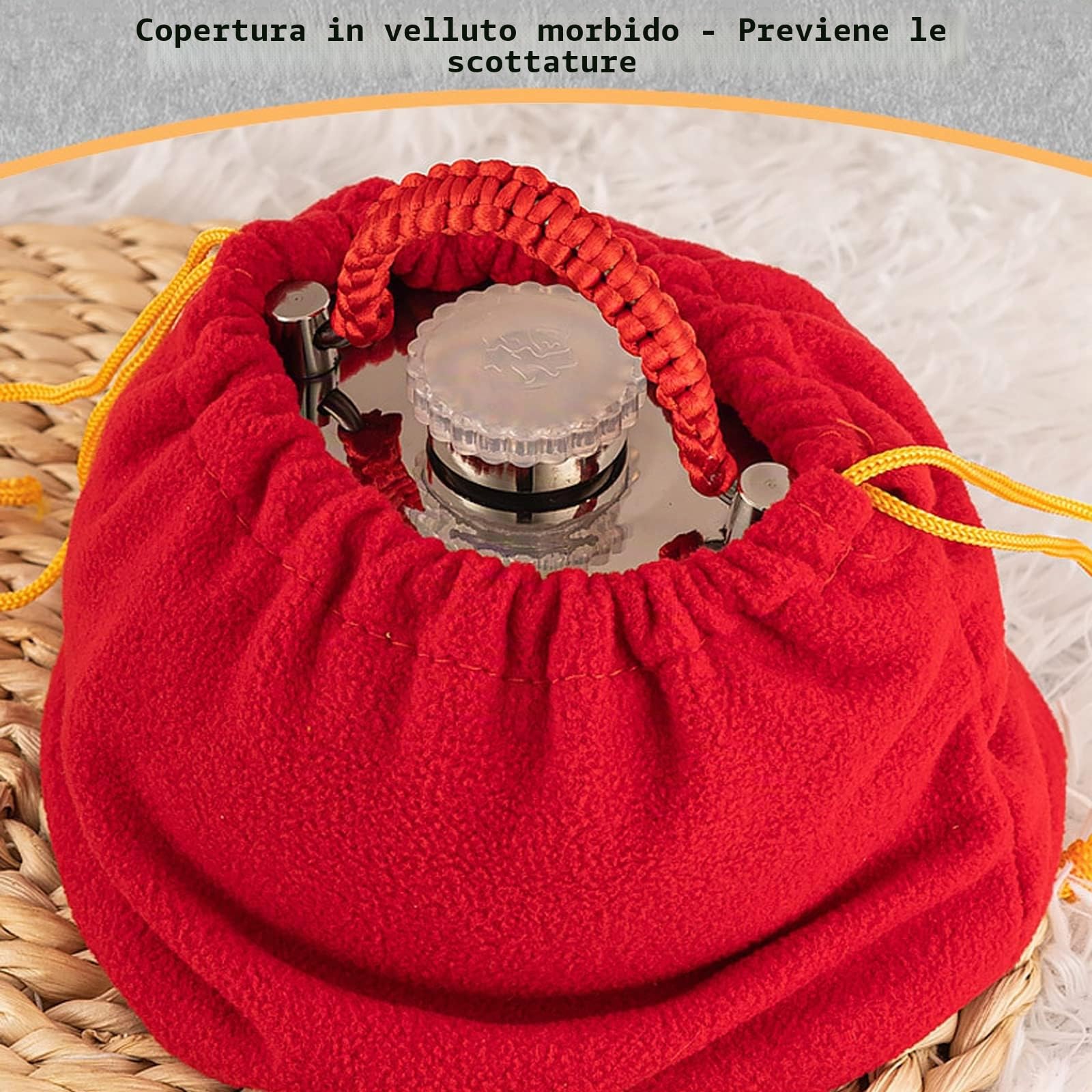Borsa D Acqua Calda In Acciaio Inossidabile con Morbida Copertura, 0,6L 1,5L 1L 2L Borsa Acqua Calda Fatta A Mano, Bowl Acqua Calda Durevoli e A Prova di Perdite per Dormire e Scaldino Mani,2L