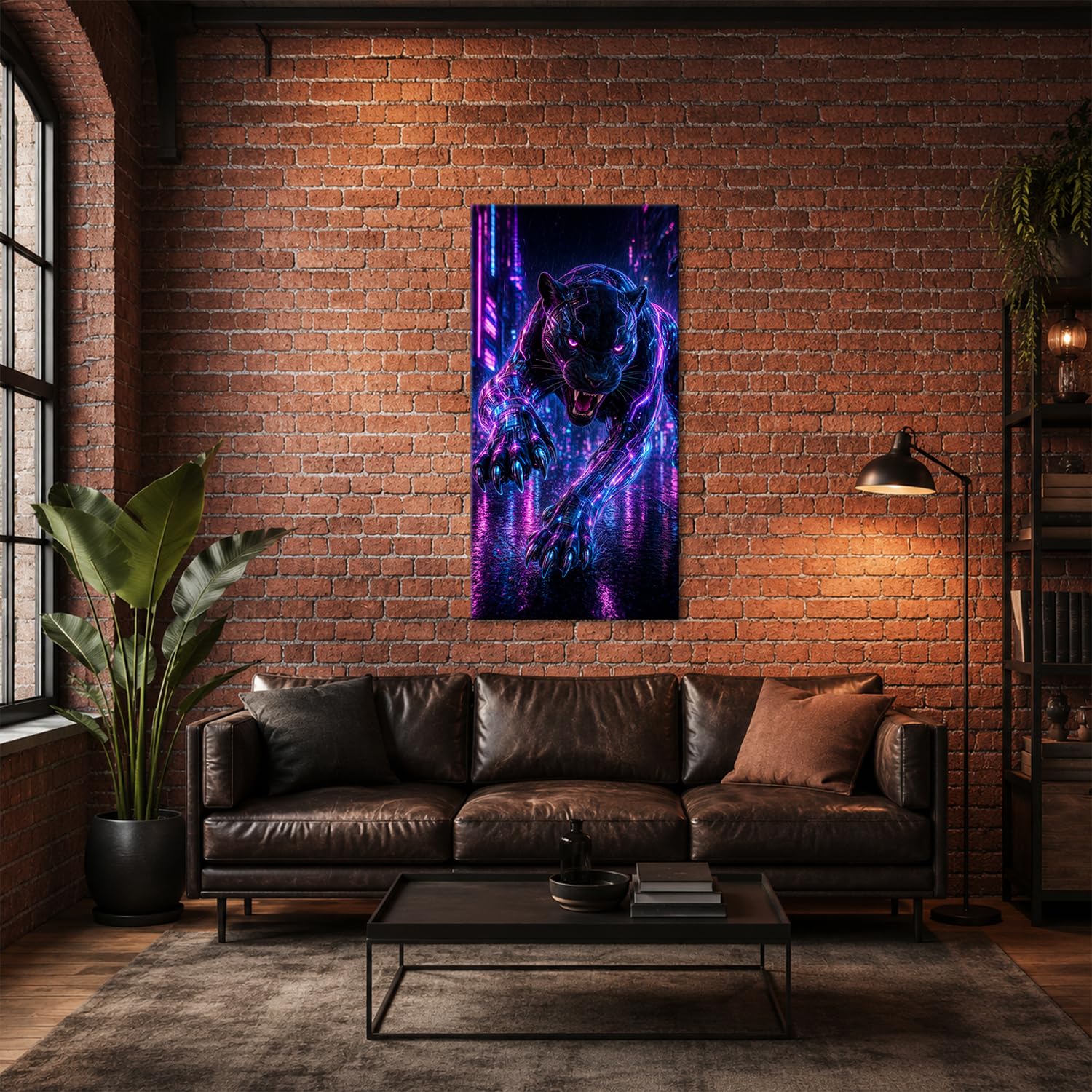 deyoli Obraz na płótnie Futurystyczny kot panterowy w deszczu 120 x 60 cm