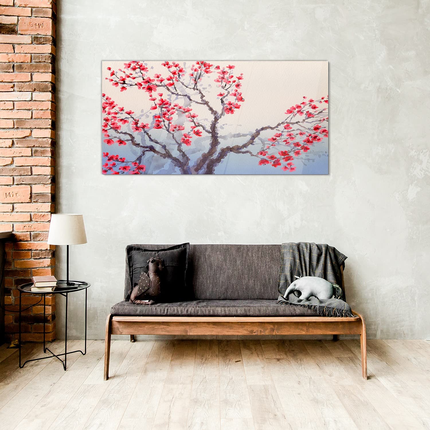 Coloray Pintura Vidrio Acrílico Cocina 100x50cm Mural Cuadro De Pared De Arte De Vidrio Acryl Sala De Estar - Ramas De Árboles De Flores