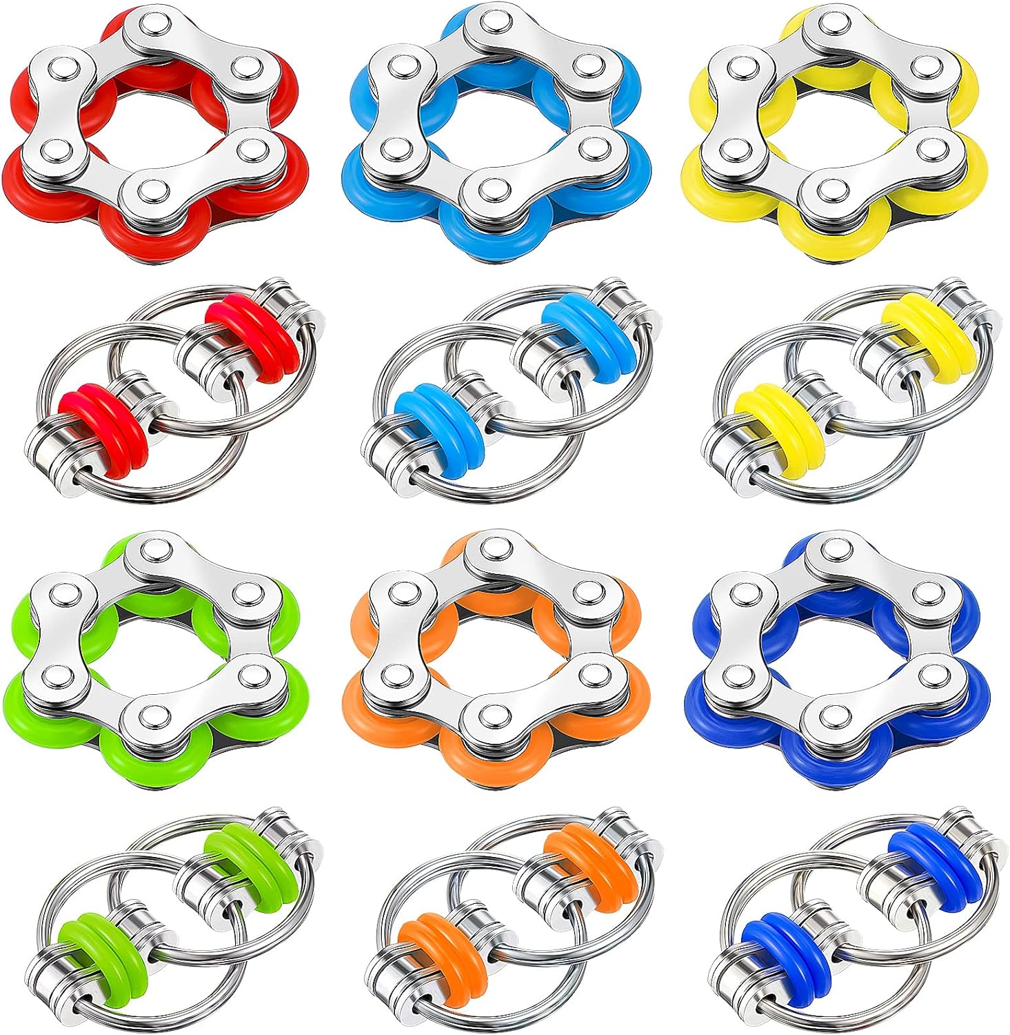 Hicarer 12 Pieces Fidget Toy Pack Flippy Chain Fidget Toy