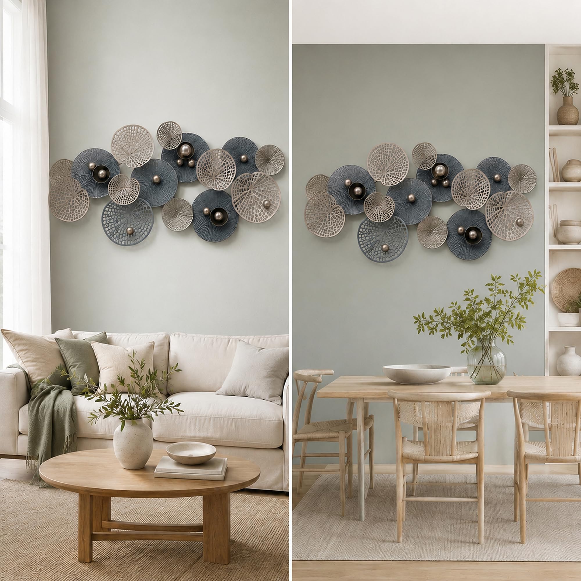 Decorazioni da Parete Trame Circolari 3D,Blu Scuro,130x67cm