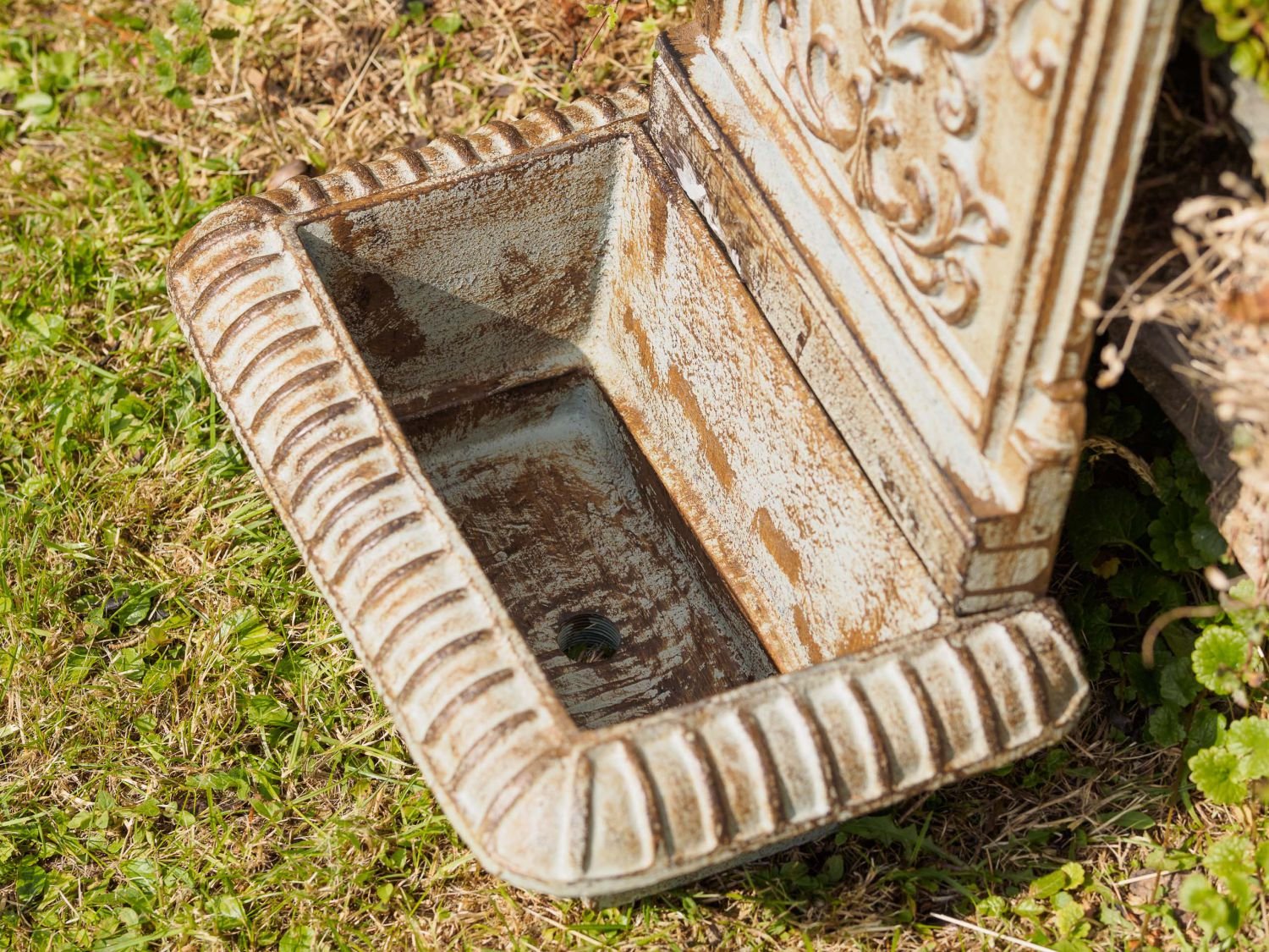 aubaho Brunnen 66cm Waschbecken Brunnen Eisen grün Wandbrunnen antik Stil Gartenbrunnen