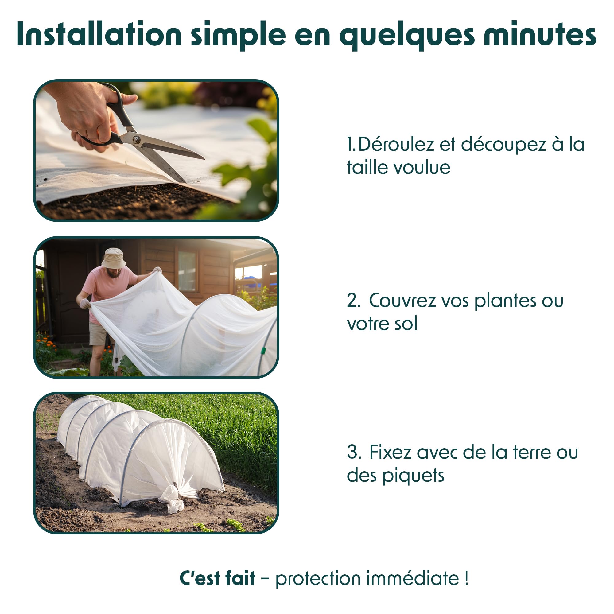 GARDENIX Toison Non-tissée d'hiver Protection Plantes 17 g/m² 3,2 x 10 m