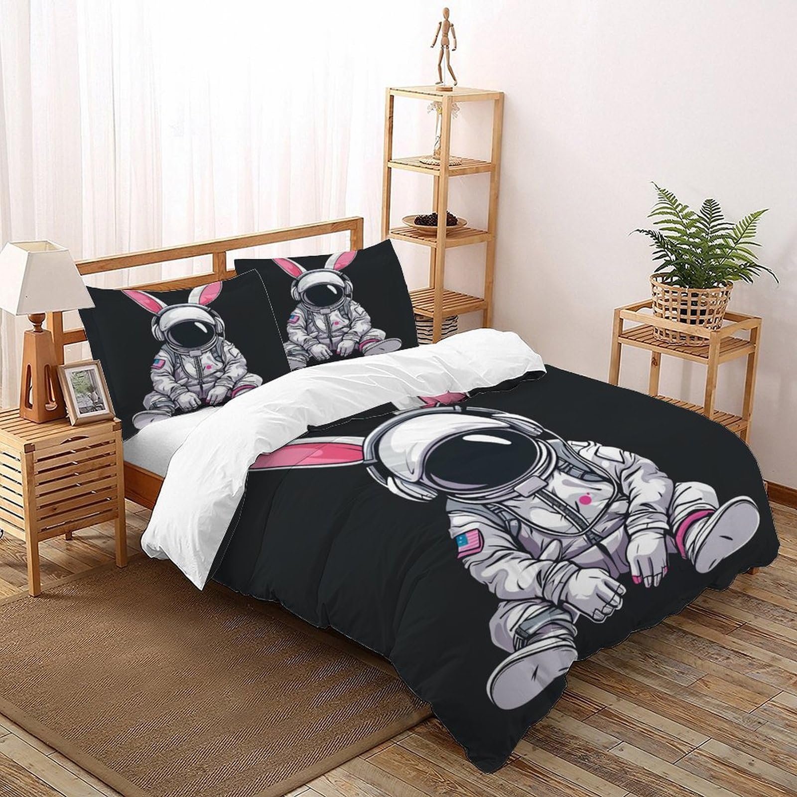 Housse de couette animaux lit super king parure microfile 260x220cm pour chambre parentale