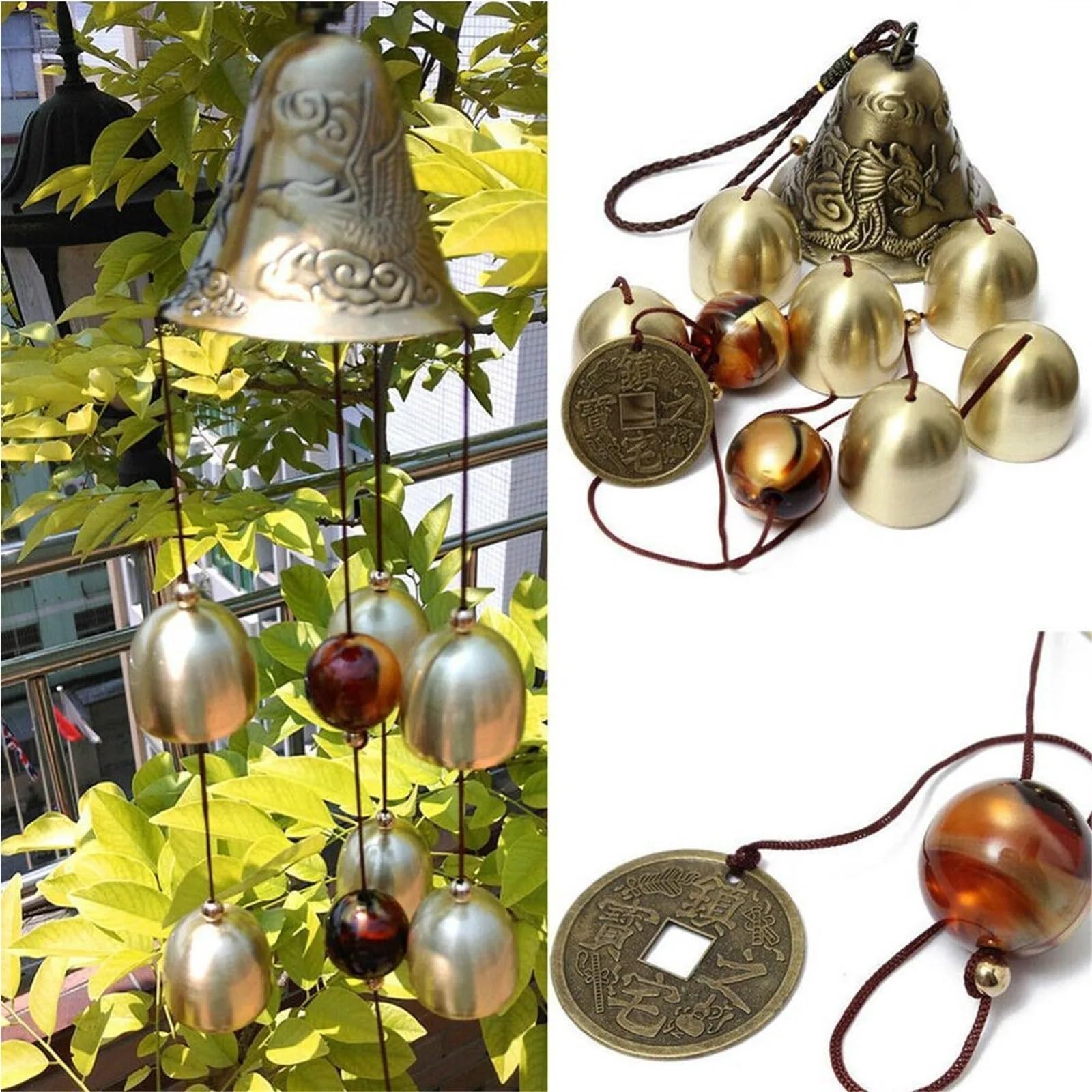 Campane A Vento Grandi campanelli eolici da giardino all'aperto Decorazioni da appendere in metallo Campanelli ornamentali in rame for la decorazione domestica del giardino/cortile/balcone Per Il Giar