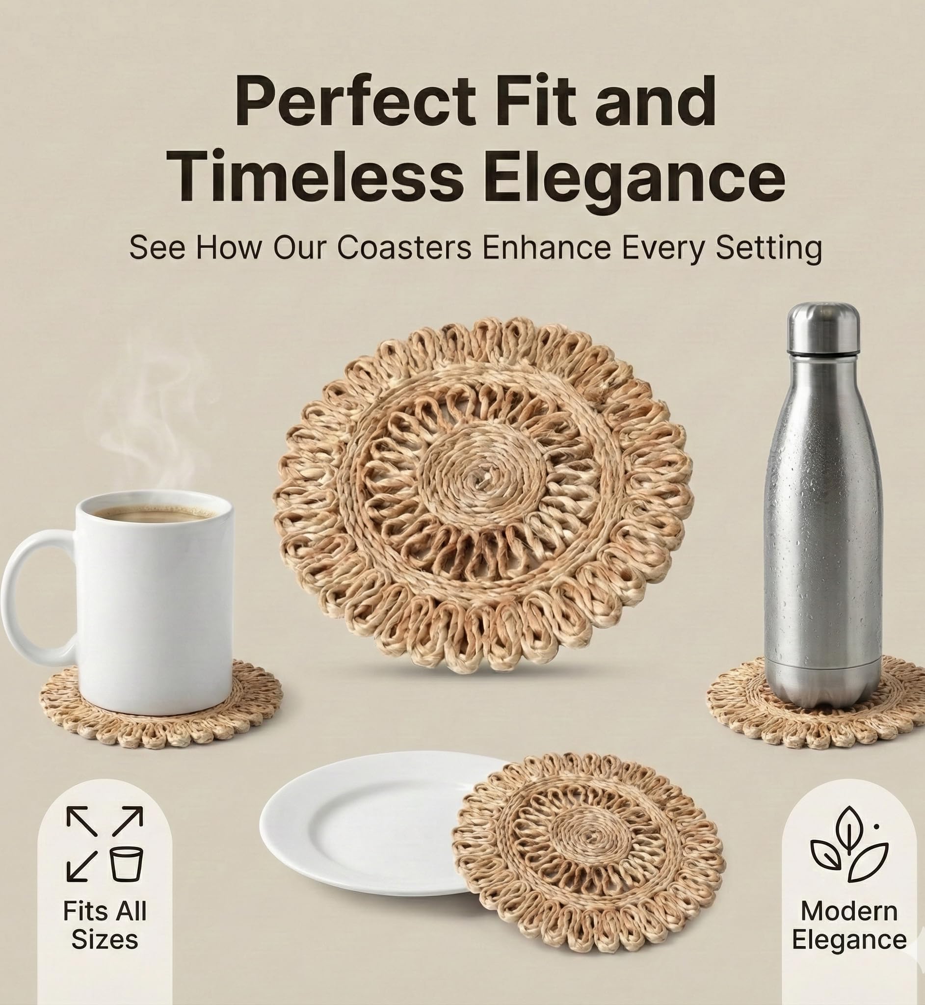 Handmade Jute Coasters - Natural & Durable -4