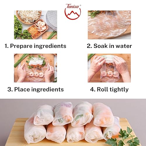 Miniatura 4 de TANISA - Envolturas de papel de arroz vietnamita - Kit de comidas de rollos de primavera vietnamitas - Envolturas de papel de arroz con salsa de