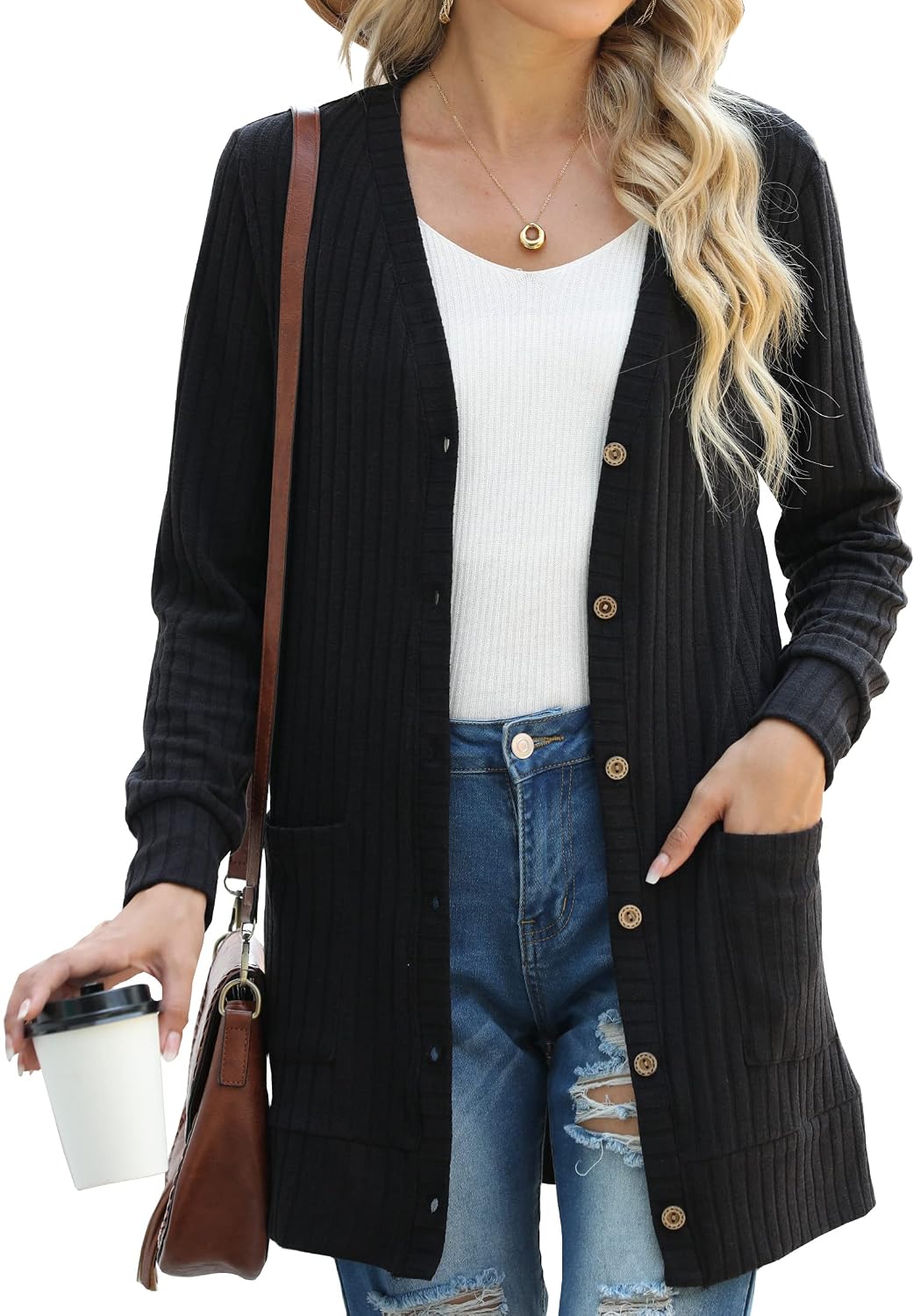 GRECERELLE Women's Long Sleeve Open Front Cardigan Button Down Ribbed Lightweight Knit Outerwear with Pocket - Review, Price and Buying Guide