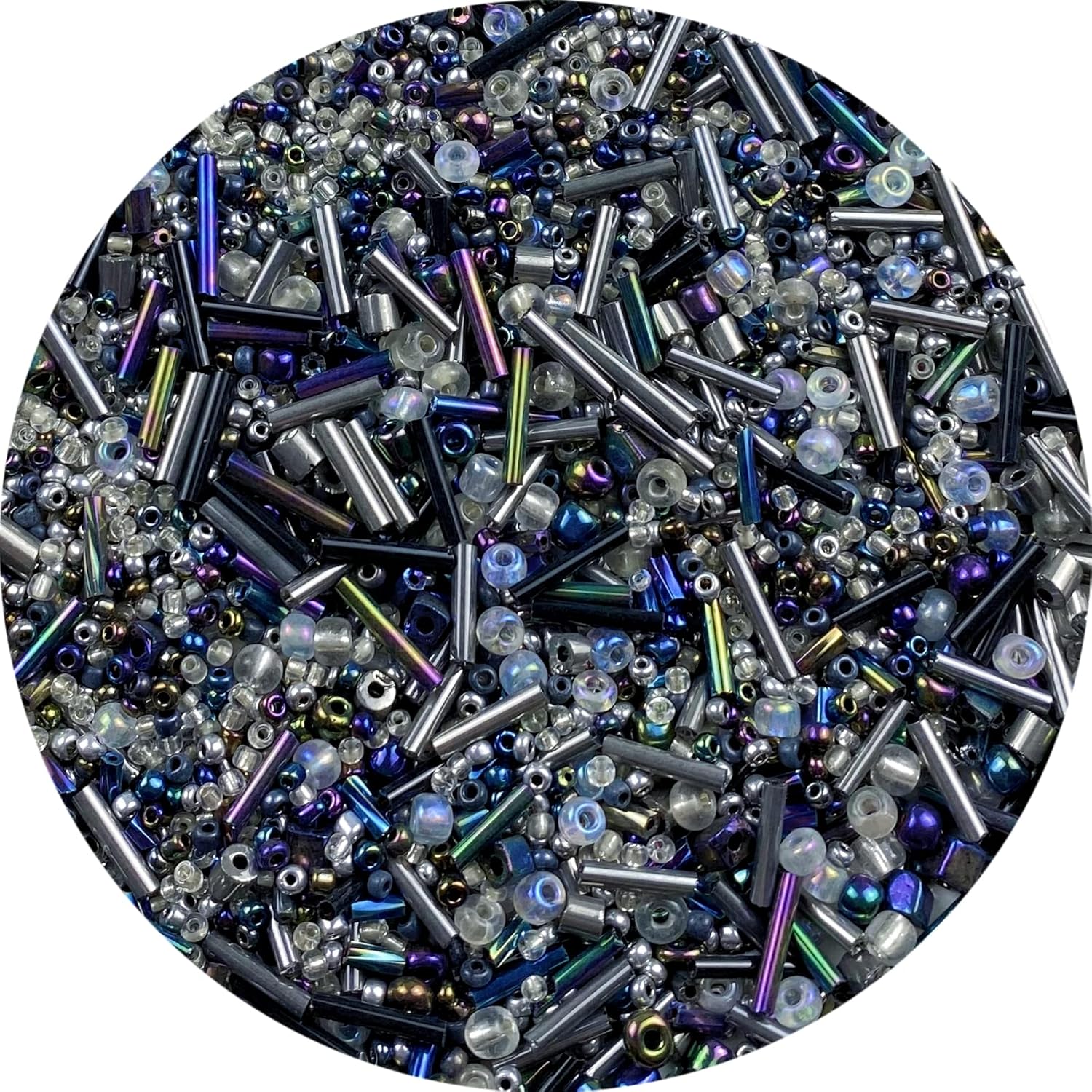 90g Mix Glass Seed Tube Bugle Spacer Beads, 3000pcs Multi Size 1.5-4.5mm Glass Beads Kit for Jewelry Making DIY Craft Bracelets Necklace Earring Making (Gun Black Series)