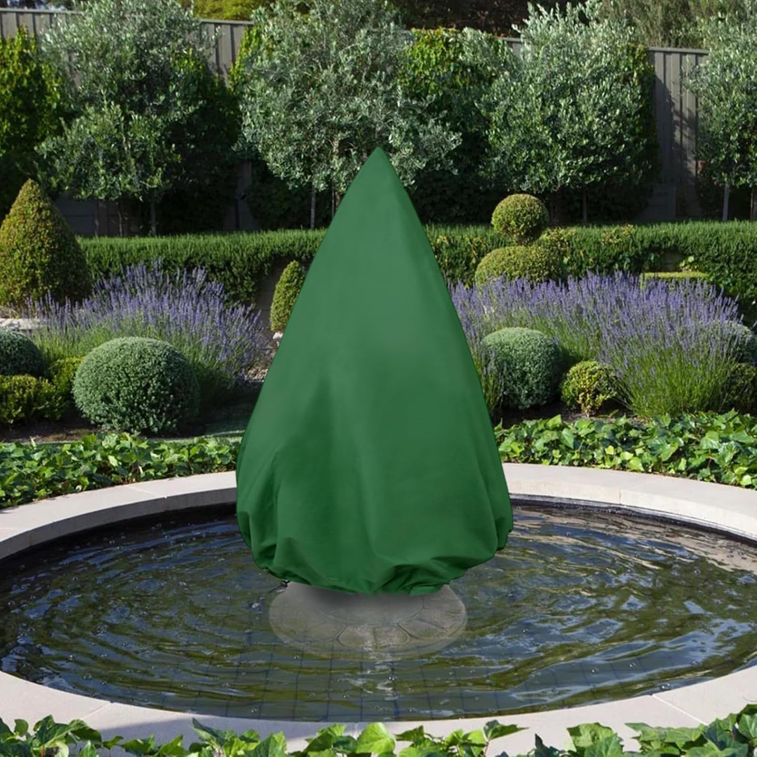 Fountain Cover, 48 x 61 Fountain Outdoor Covers Waterproof, Thicken Tree Shape Fountain Covers, Garden Cover with Locking Drawcord Dark Green, Fountain Covers for Winter