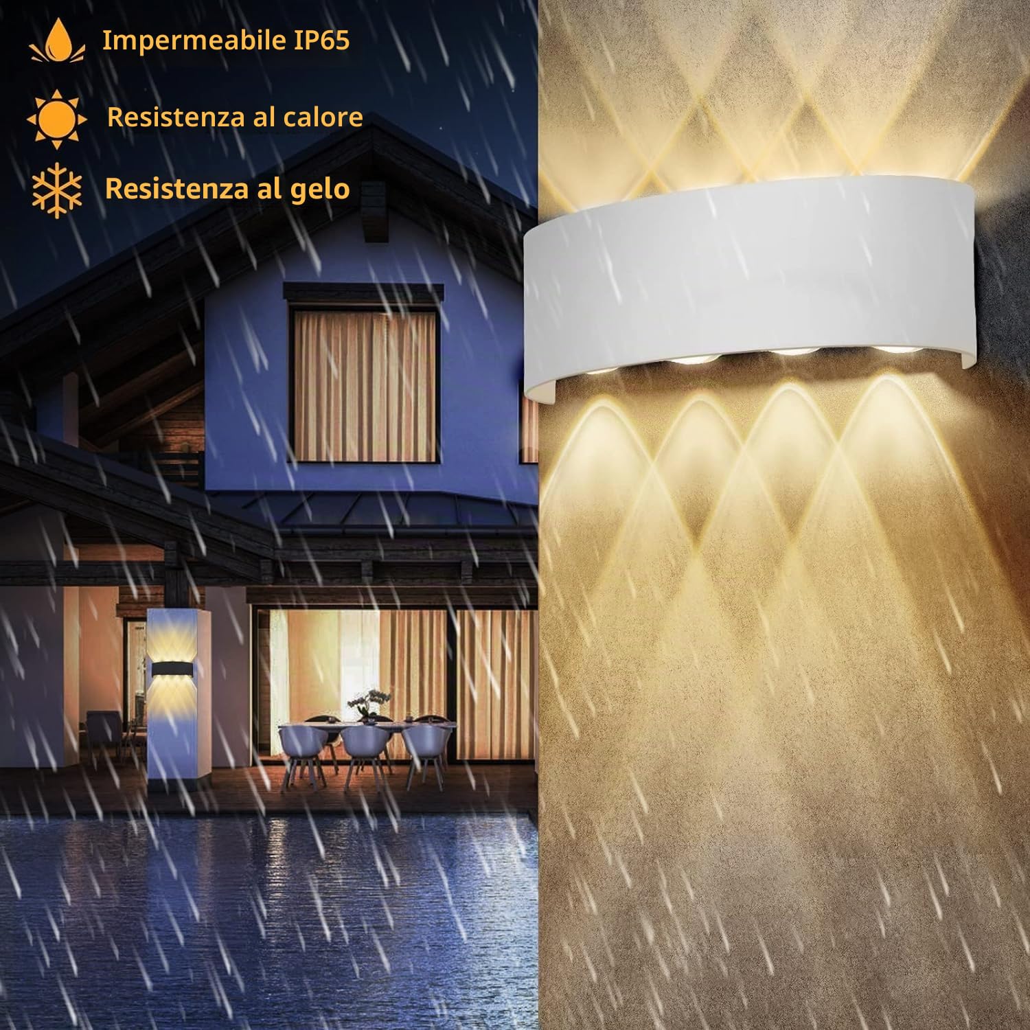 Lureshine 2 Pezzi Applique da Parete Interno, Lampada Interno LED Moderno Up Down Alluminio Pressofuso 8W Applique da Esterno LED 3000K Bianco Caldo per Soggiorno, Camera da Letto, Corridoio