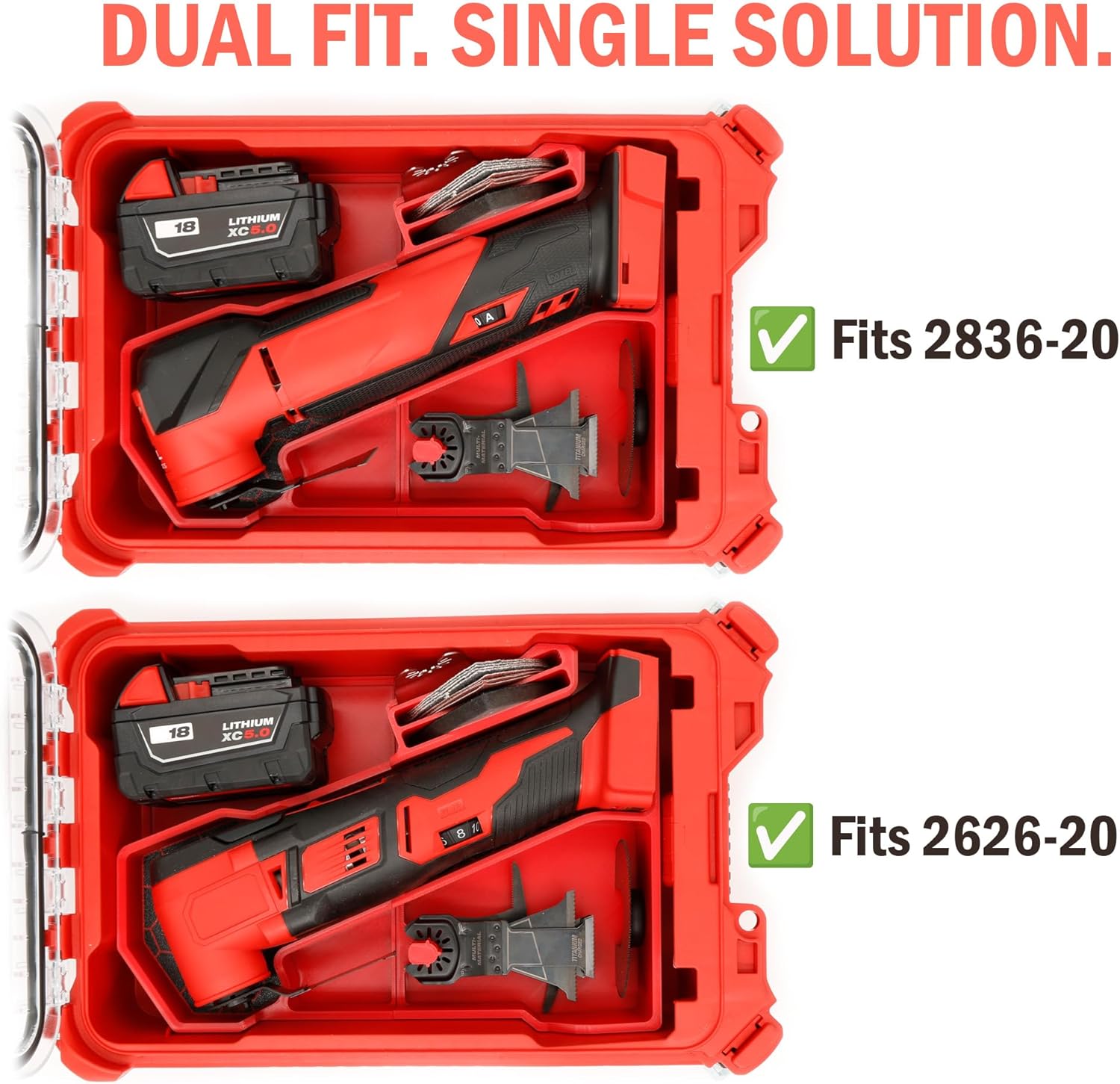 Packout Compact Tool Organizer for 2836-20 M18 Fuel Milwaukee Oscillating Multi-Tool, and 2626-20 M18 Cordless Multi-Tool, Accessories and Batteries for Enhanced Protection BOX AND TOOLS NOT INCLUDED