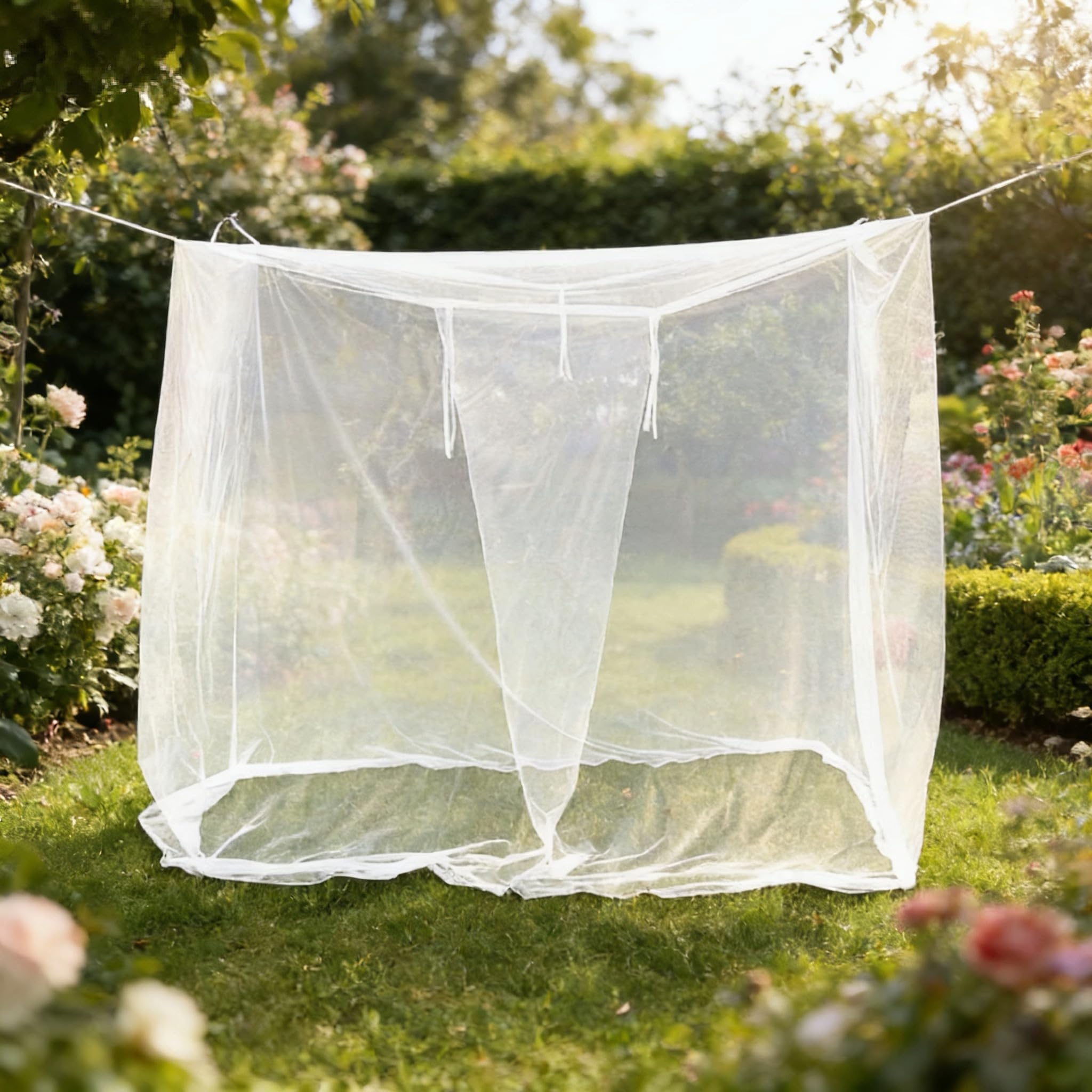 Vawolecy Mosquito Net for Bed 4 Corner Canopy - Portable Mesh Tent with Carry Bag​ Rectangle Design for Camping/Home/Dorm | Quick-Setup Insect