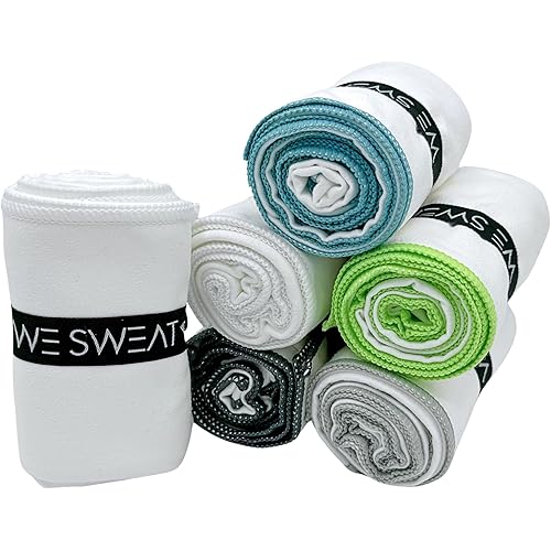 We Sweat’s (6 Pack) Microfiber Gym Towels, Silver ION Odor-Free Absorbent Fiber, Fast Drying Men & Women Workout Gear for Body Sweat, Towels, Sports Exercise Fitness Gear