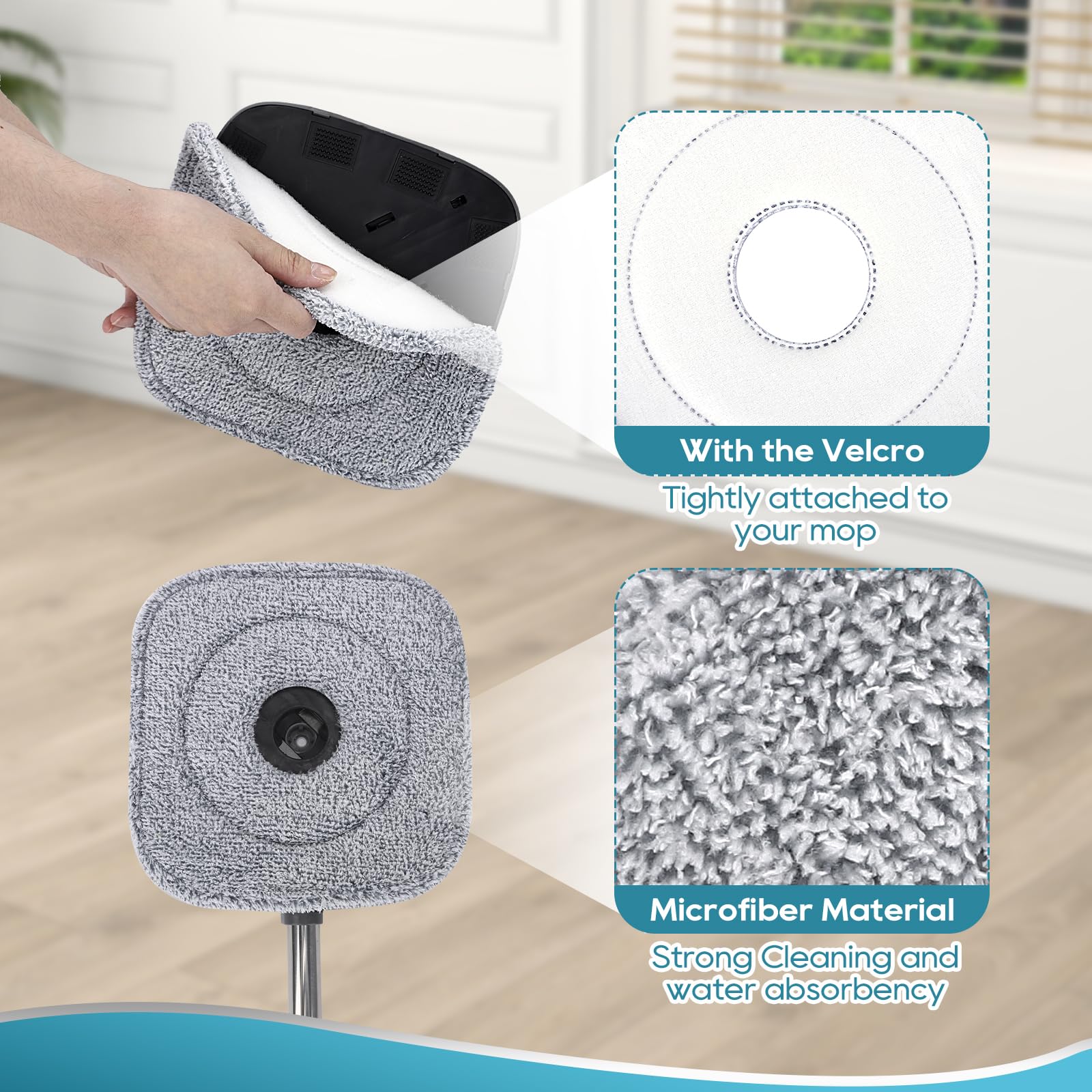 Lot de 6 recharges de serpillères en microfibre pour balai carré