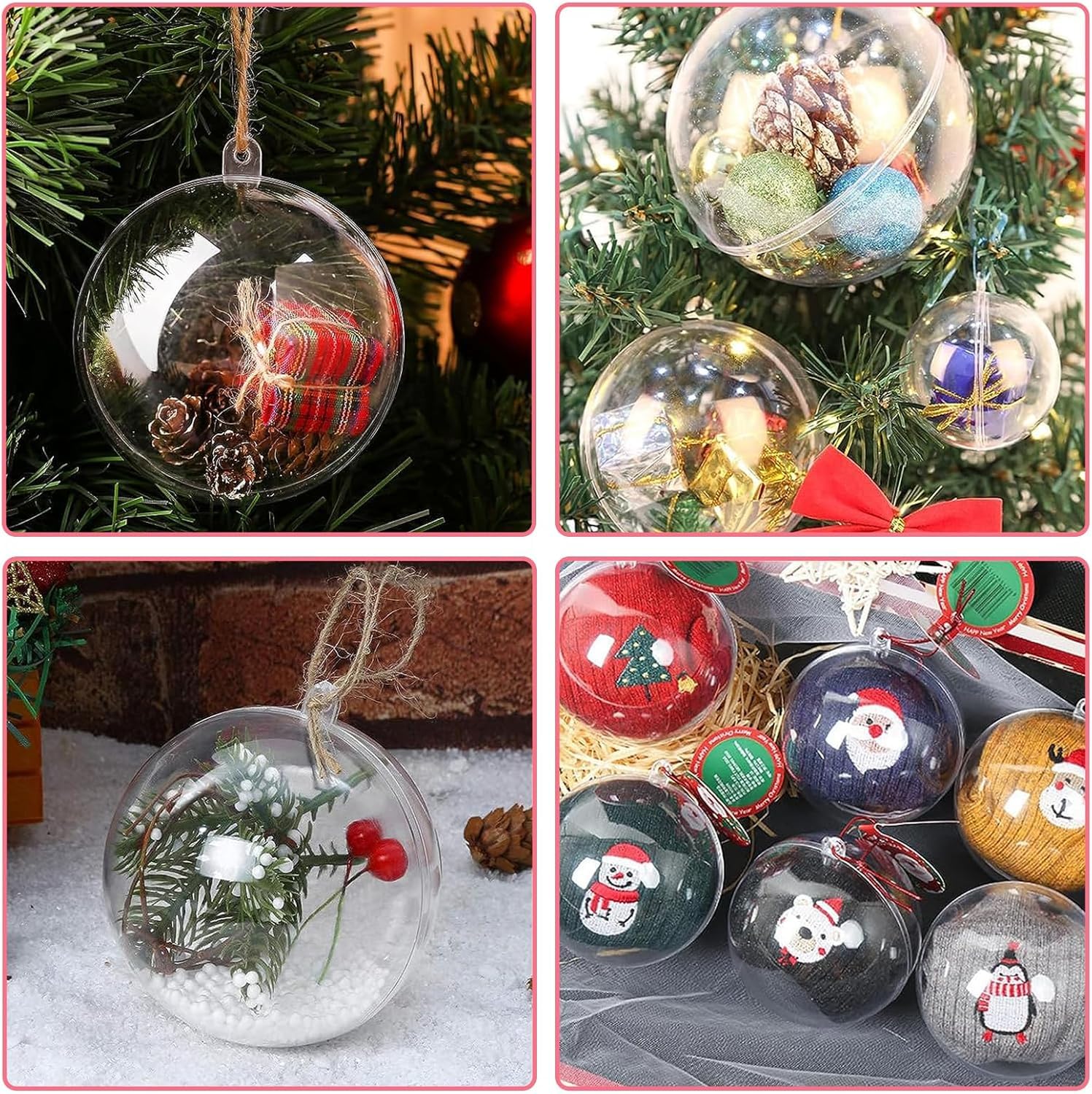 CIRULLI 22 Bolas Transparente acrílicas de árbol de Navidad, Colgantes Adecuadas para decoración del hogar(8CM)