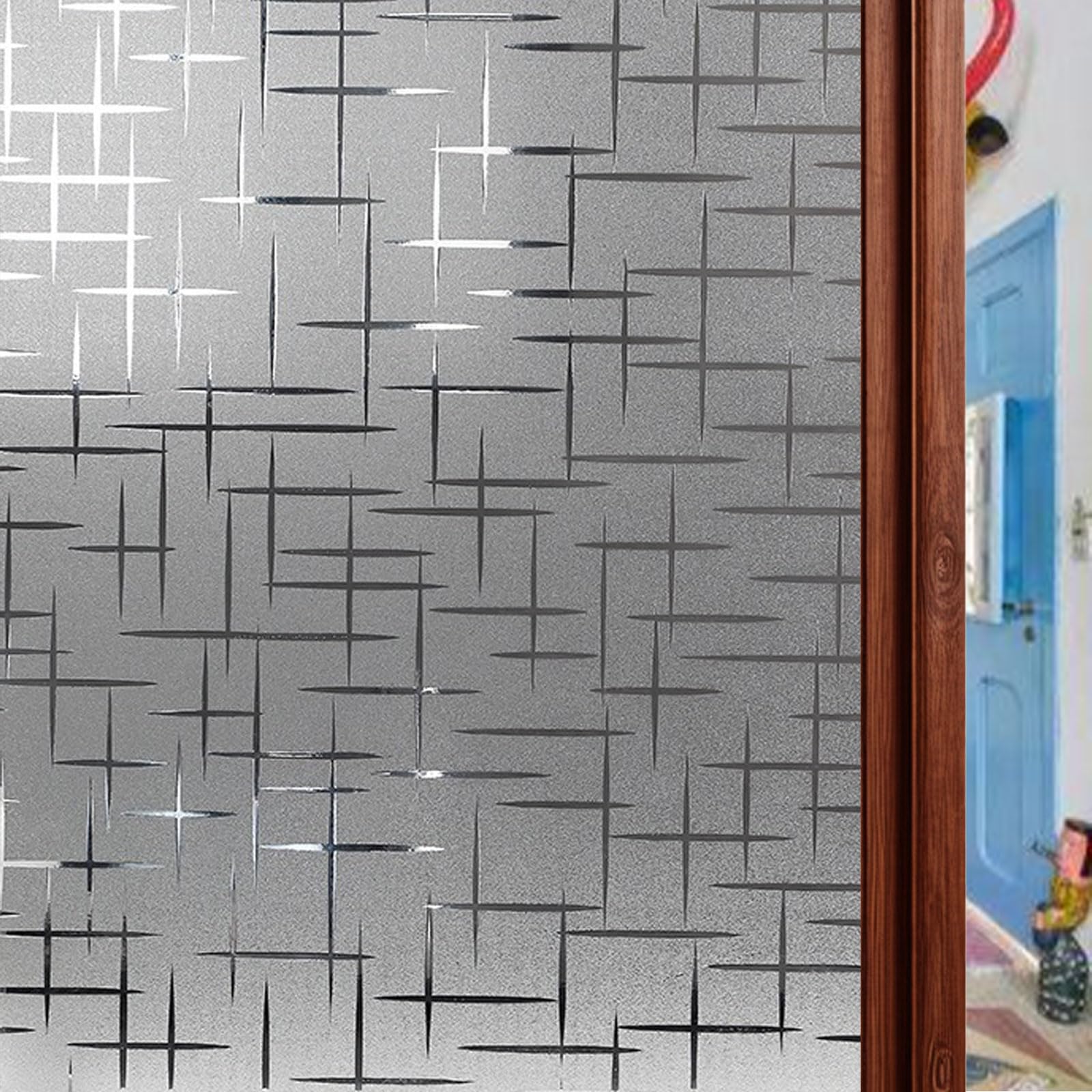 Folia Okienna Zapewniająca Prywatność 100 x 600 cm Etykiety Antystatyczne, Bez Kleju I Z Efektem Matowym Samoprzylepna, Statyczna Osłona Na Szkło Do Biura Domowego, Gwiazda