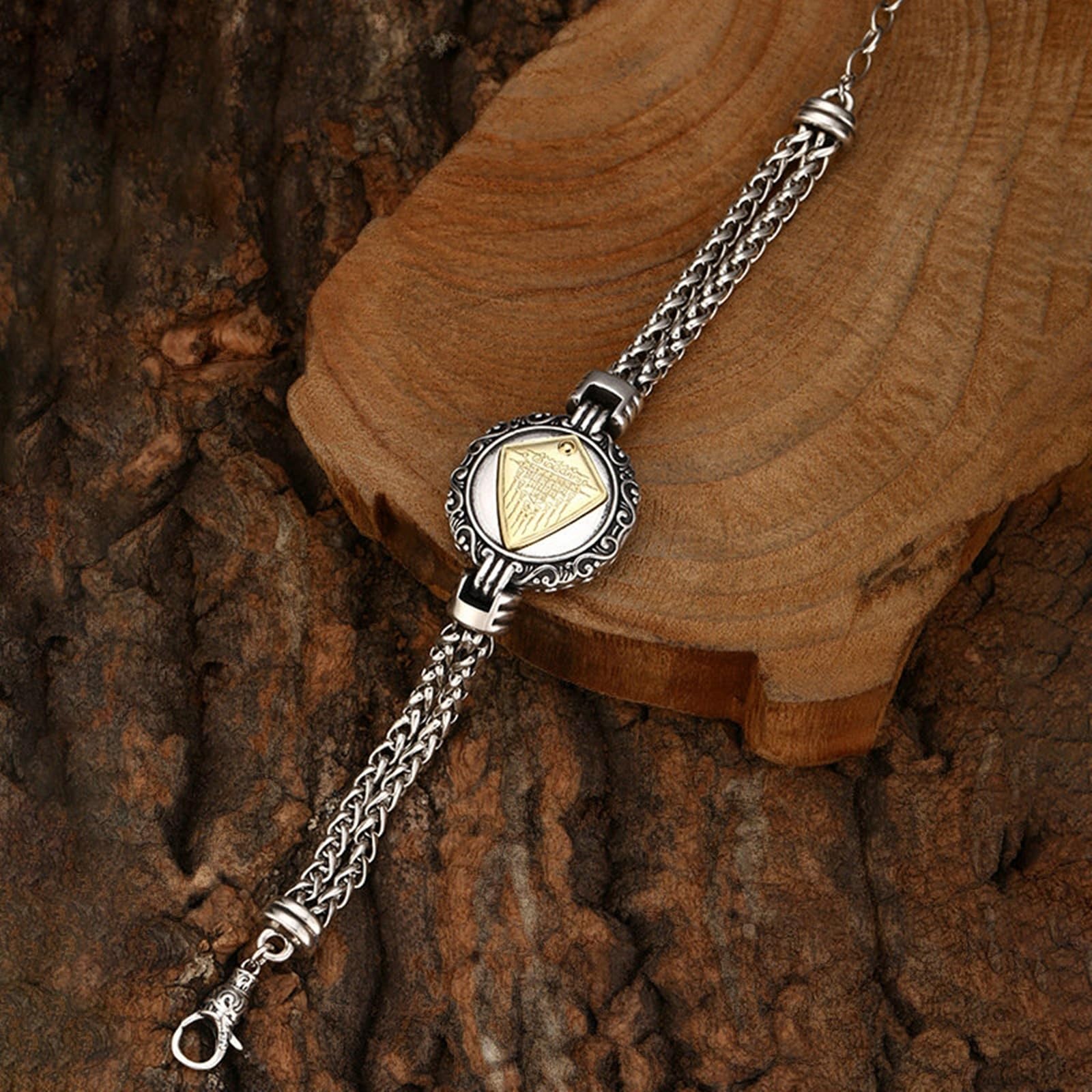 Vajra - Bracciale da uomo in argento Sterling 925, con ciondolo a forma di popcorn