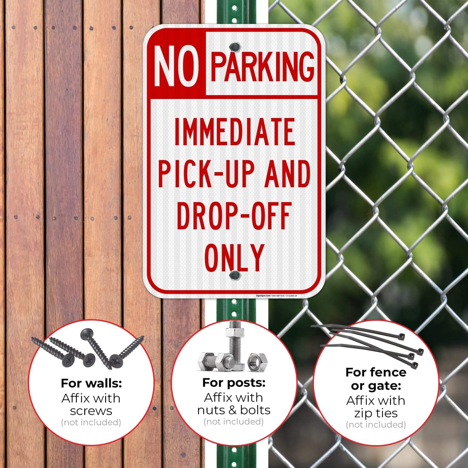 Immediate Pick Up & Drop Off Only No Parking Sign, 12x18 Inches, 3M EGP Reflective .063 Aluminum, Fade Resistant, Easy Mounting, Indoor/Outdoor Use, Made in USA