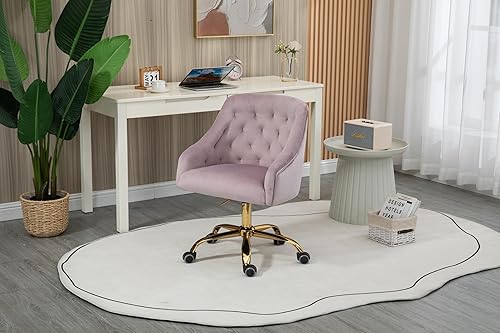 Miniatura 80 de ZOBIDO Cómoda silla de trabajo para la oficina en casa con ruedas, bonita y moderna tapizada de terciopelo con respaldo de concha, silla de