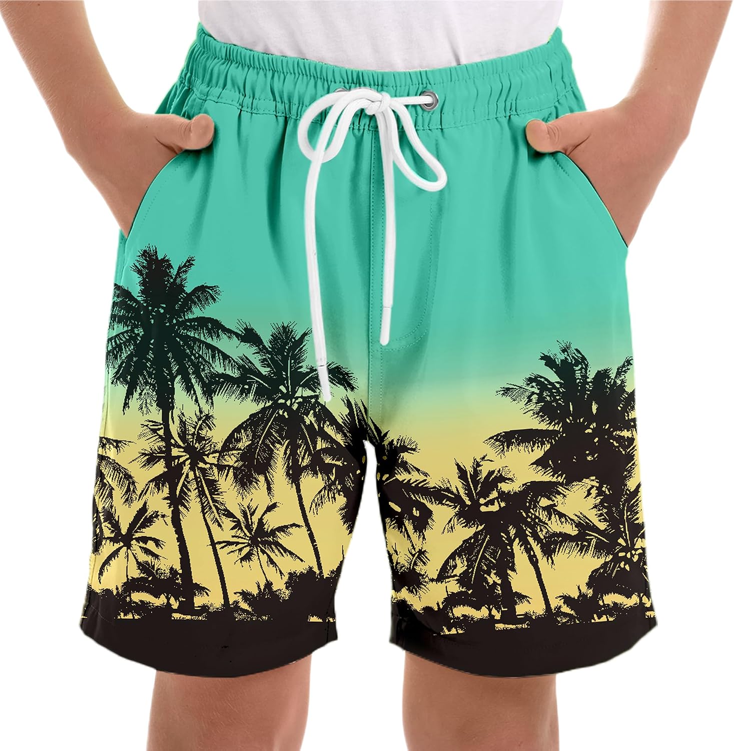 Boys Swim Trunks with Compression Liner UPF 50+ Quick Dry Bathing Suit Kids Beach Shorts Swimwear 7-20T