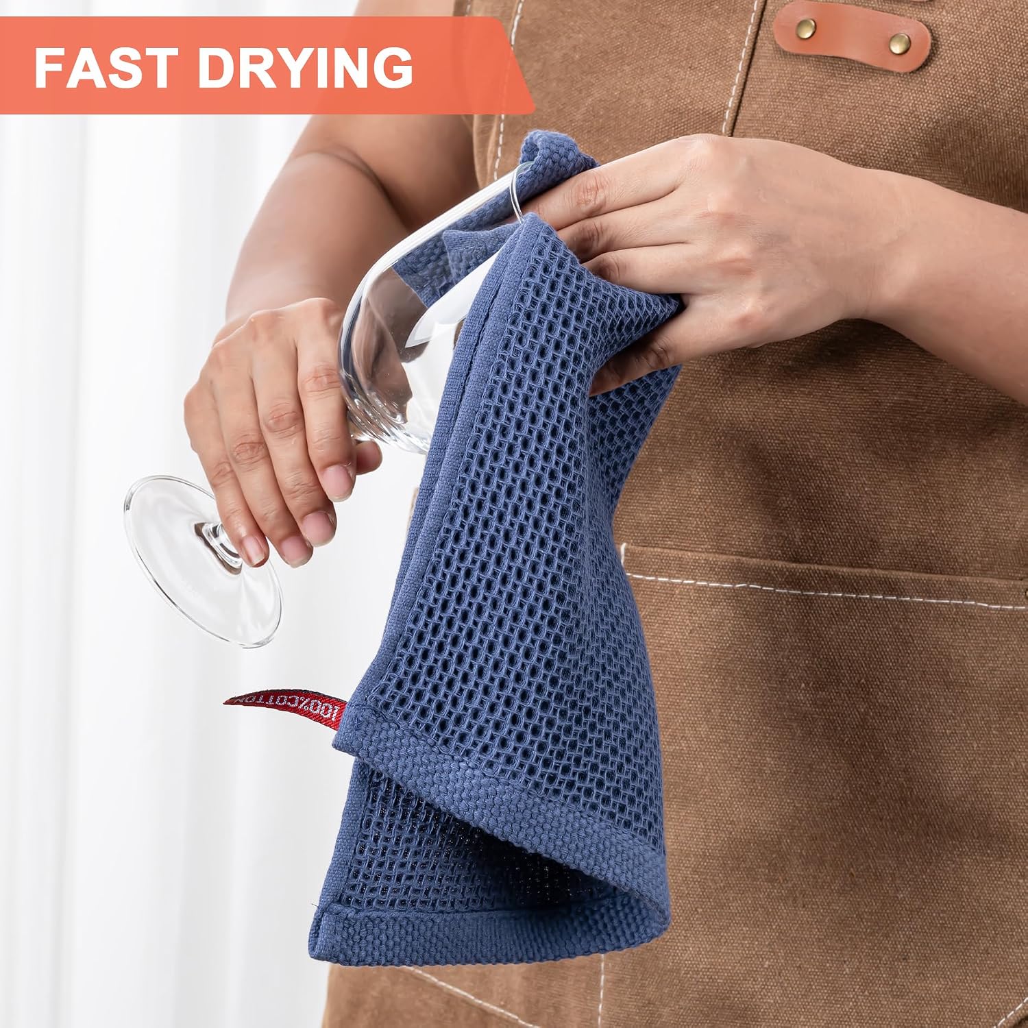 Kitchen Towels 6-Pack Kitchen Dish Cloths,100% Cotton,12x12 In,Navy Blue