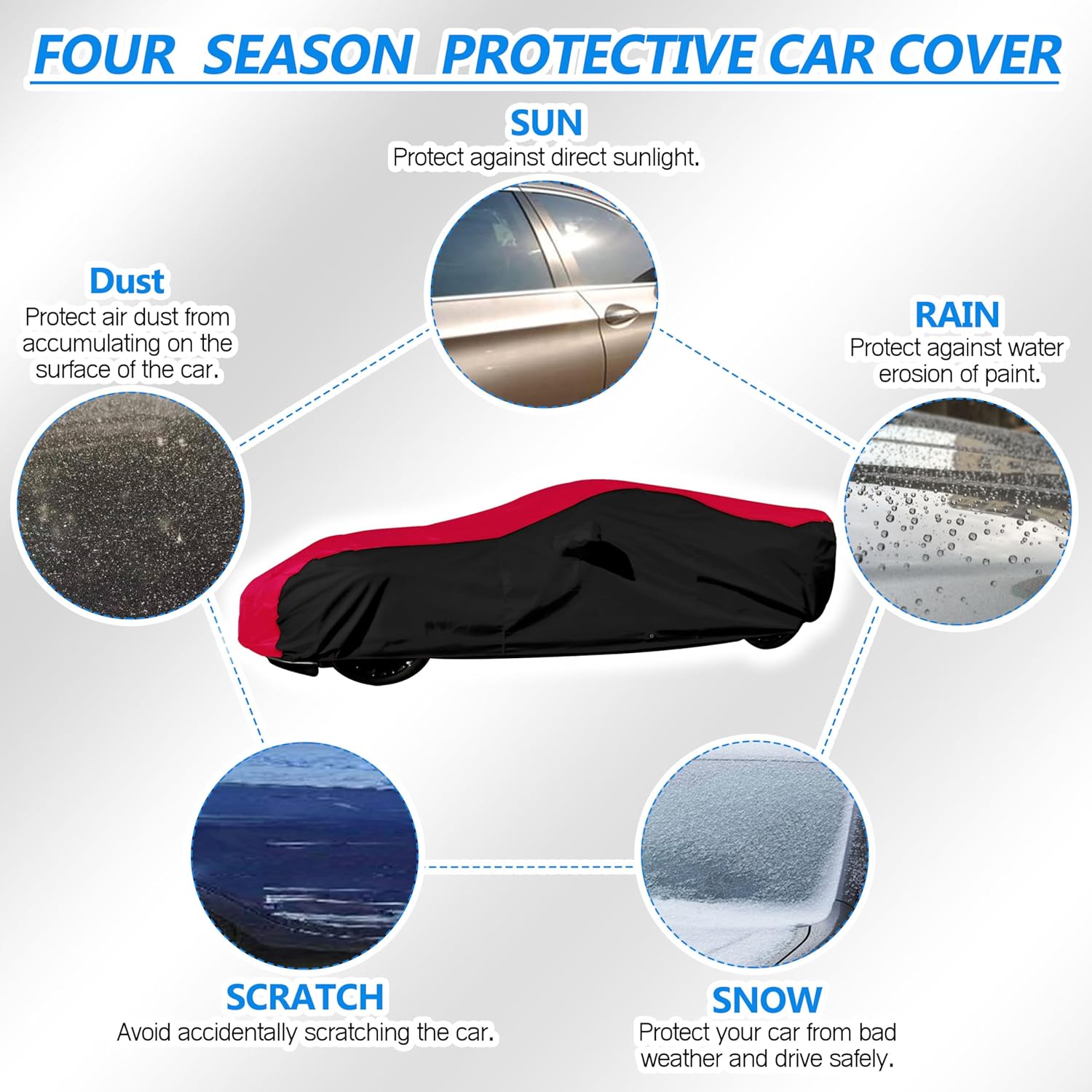 Car Cover Compatible with 2014–2019 Corvette C7, Stingray, Z51, Z06, Grand Sport, Indoor/Outdoor All-Weather Protection. Red/Black Combo