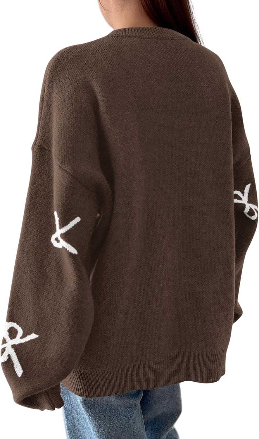 PRETTYGARDEN Fall Long Sleeve Pullover Sweaters for Women 2026 Trendy Crewneck Casual Cute Bow Chunky Knit Oversized Sweater - Image 4