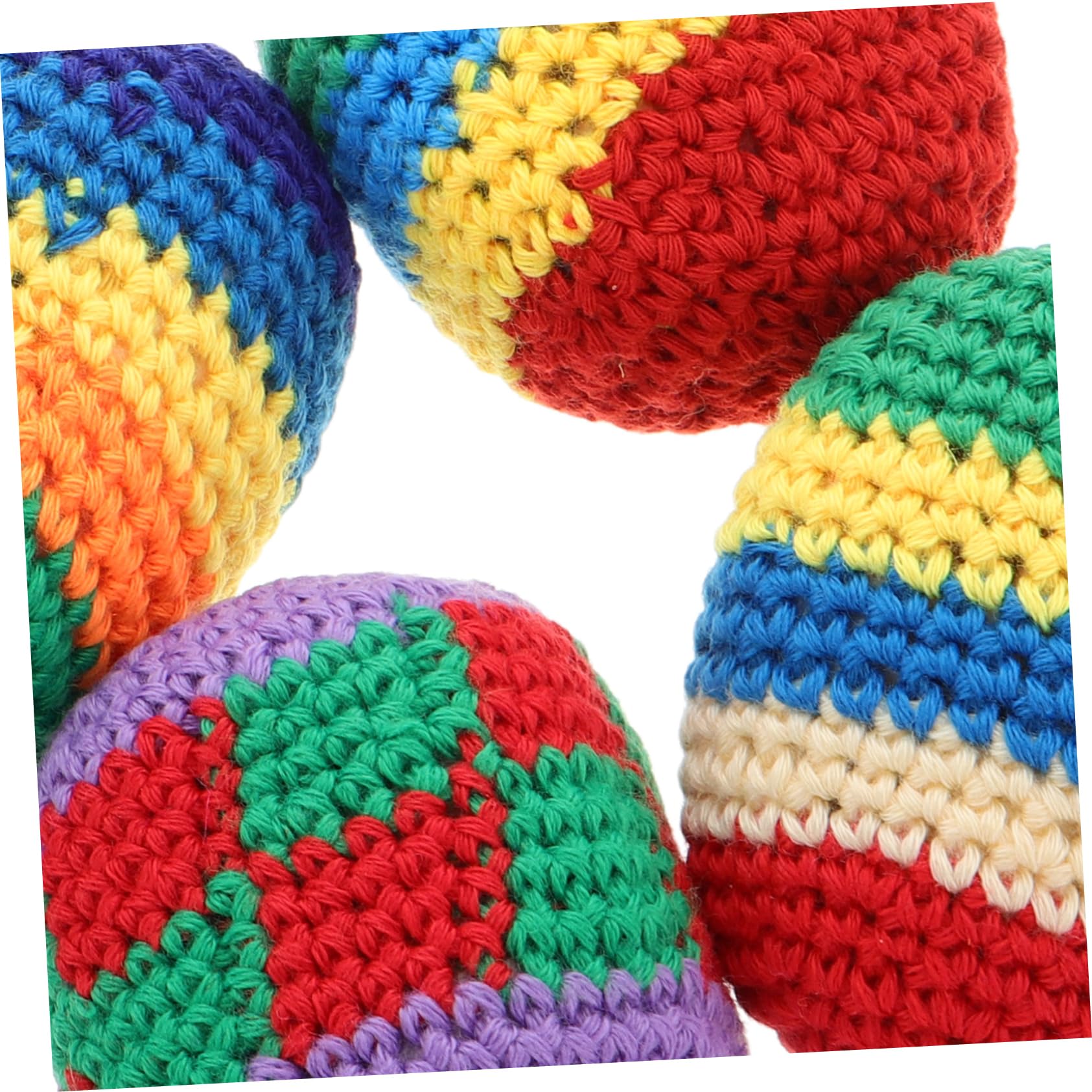 Abaodam 4 Stück Gestrickte Häkelbälle aus Wollgarn Weiche Jonglierbälle Leicht zu Greifen Bunte Kickbälle für Vorschulaktivitäten im Freien und Familienzeit Zufälliger Stil