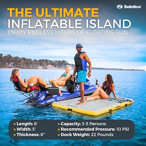 Miniatura 2 de SOLSTICE Original Inflatable Floating Dock Series Stable Platform Raft for Beach Lake Pool Up to 10 People Rafting and Recreation Pump Bag Handles