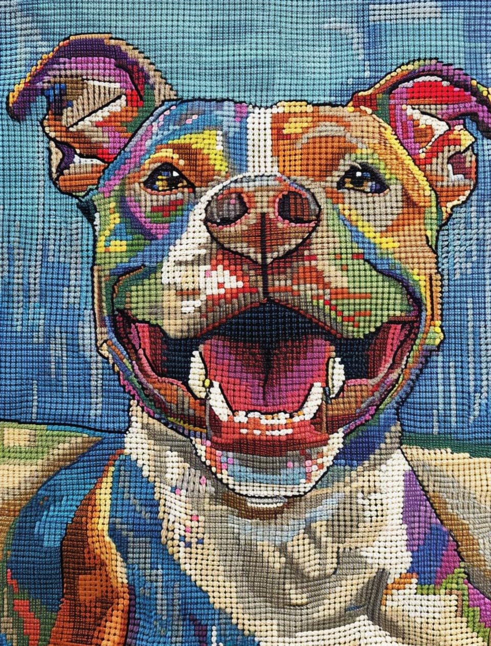 Amazon.com: Yellow Pitbull Dog Smile DIY 11CT Stamped Cross Stitch