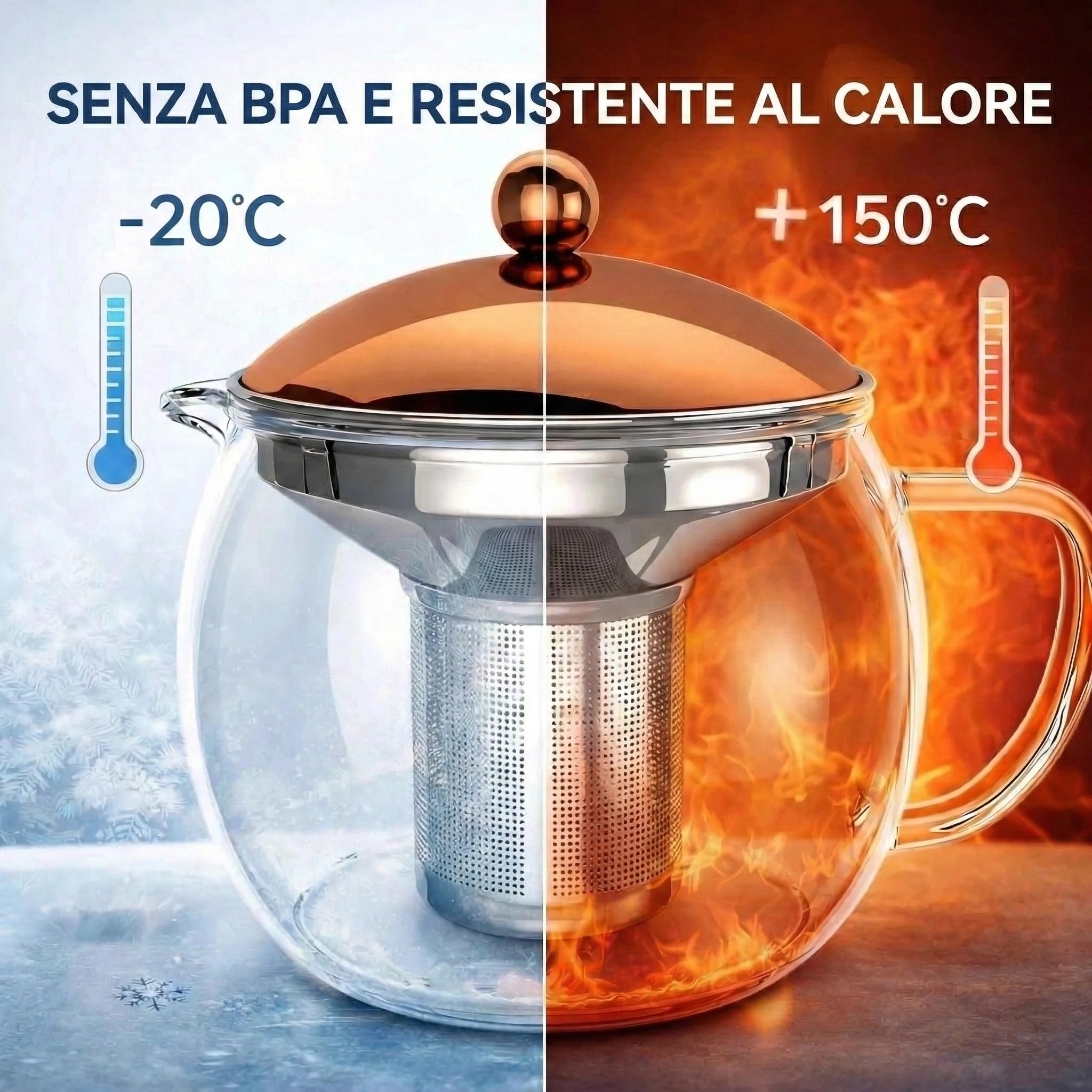 bonVIVO Tempa – Teiera in Vetro Borosilicato da 1.5L con Infusore in Acciaio Inox, Tisaniera e Infusiera Trasparente per Tè in Foglie e Fiori, Design Elegante e Moderno