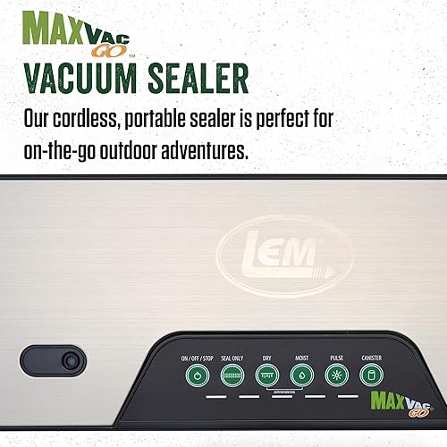 Miniatura 2 de LEM Productos MaxVac Go - Sellador al vacío de plástico inalámbrico con barra de sellado de 11.8 pulgadas, plata y negro