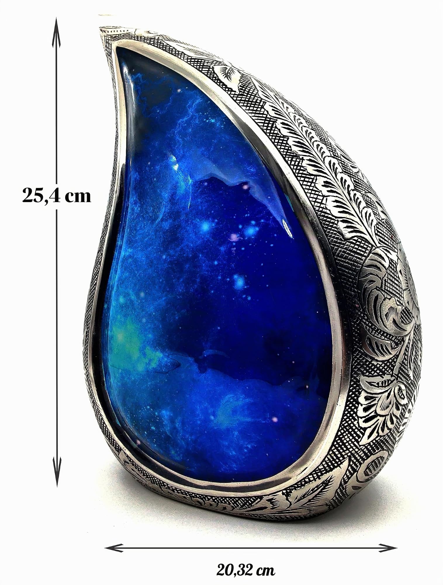 Galaxie-Tropfen-Urnen für menschliche Asche, Beerdigungsurne mit Samtbeutel, Andenken-Urne für Erwachsene, groß für Ihre Lieben, Urnen für blauen Sternenhimmel, Kapazität: 25,4 cm 5MOONSUN5