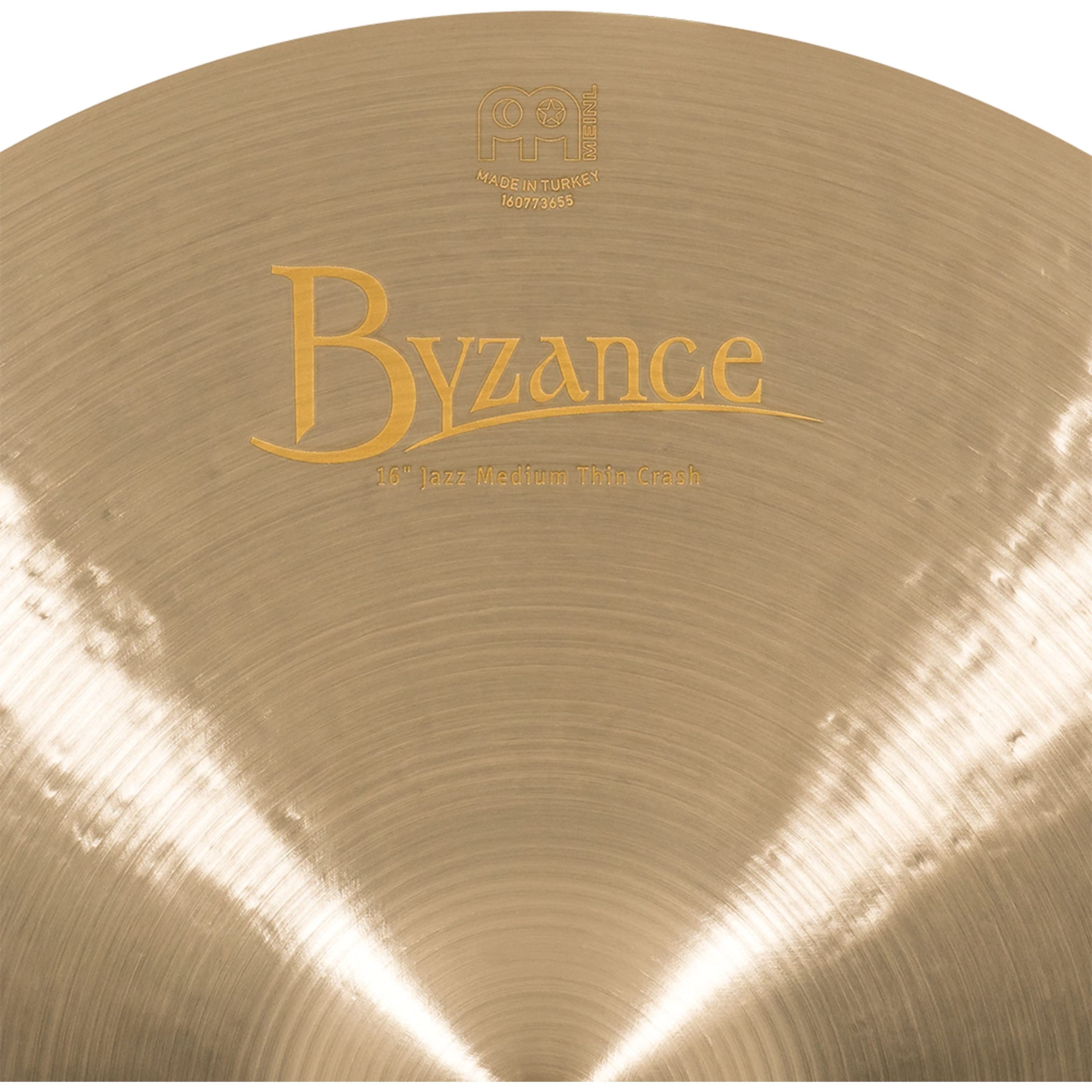 Meinl Cymbals Byzance Jazz Cymbale Crash Medium Thin 16 pouces (40,64cm) pour Batterie – Bronze B20, Finition Traditionnelle (B16JMTC)