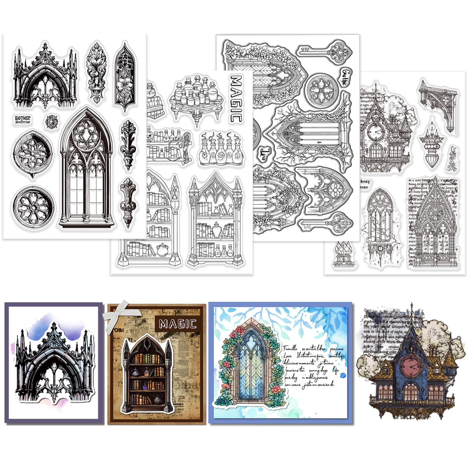 Tampons transparents scrapbooking église pour décorer vos albums de voyage et carnets