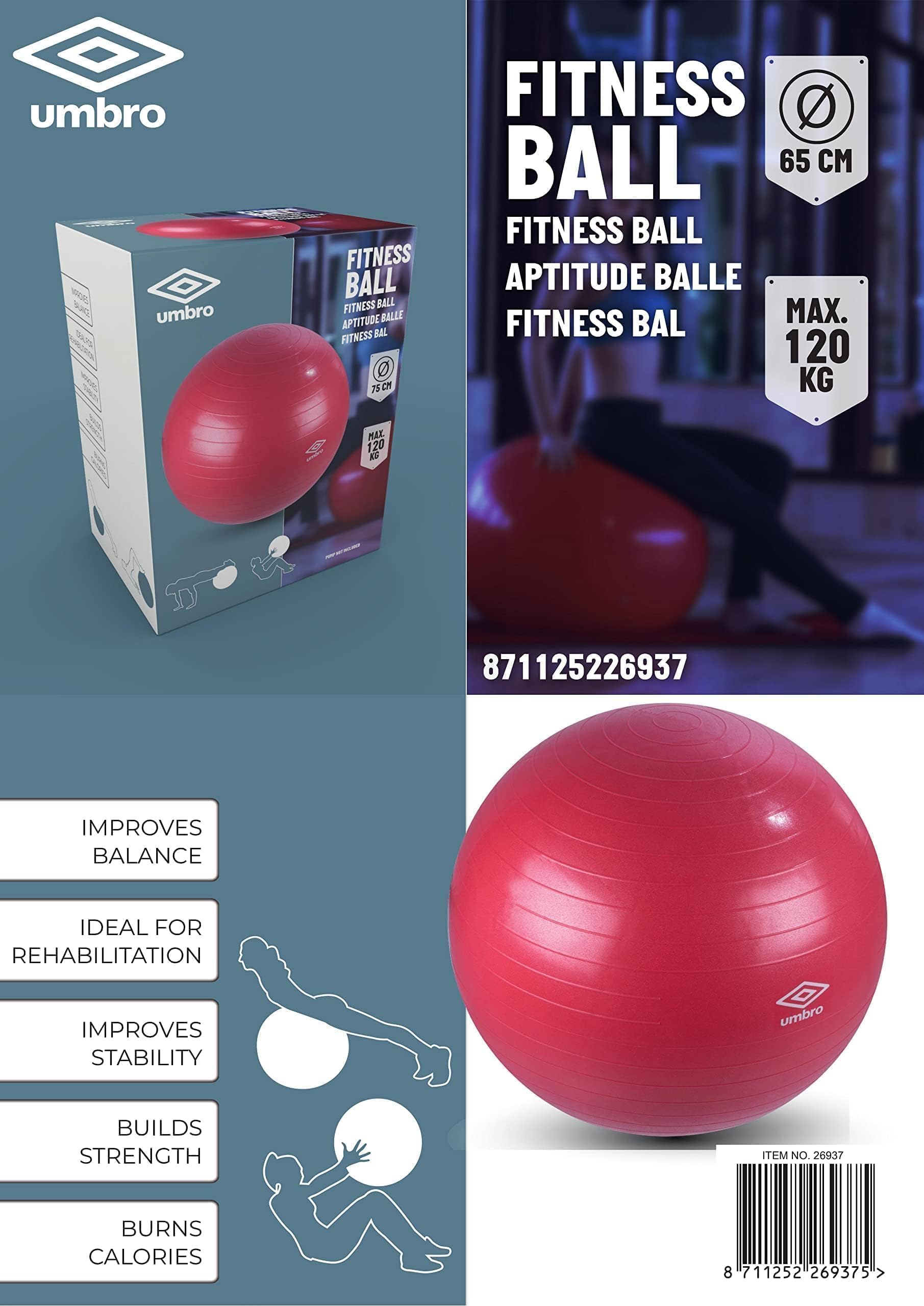 Umbro - Balón de ejercicio (diámetro de 75 cm), color rojo