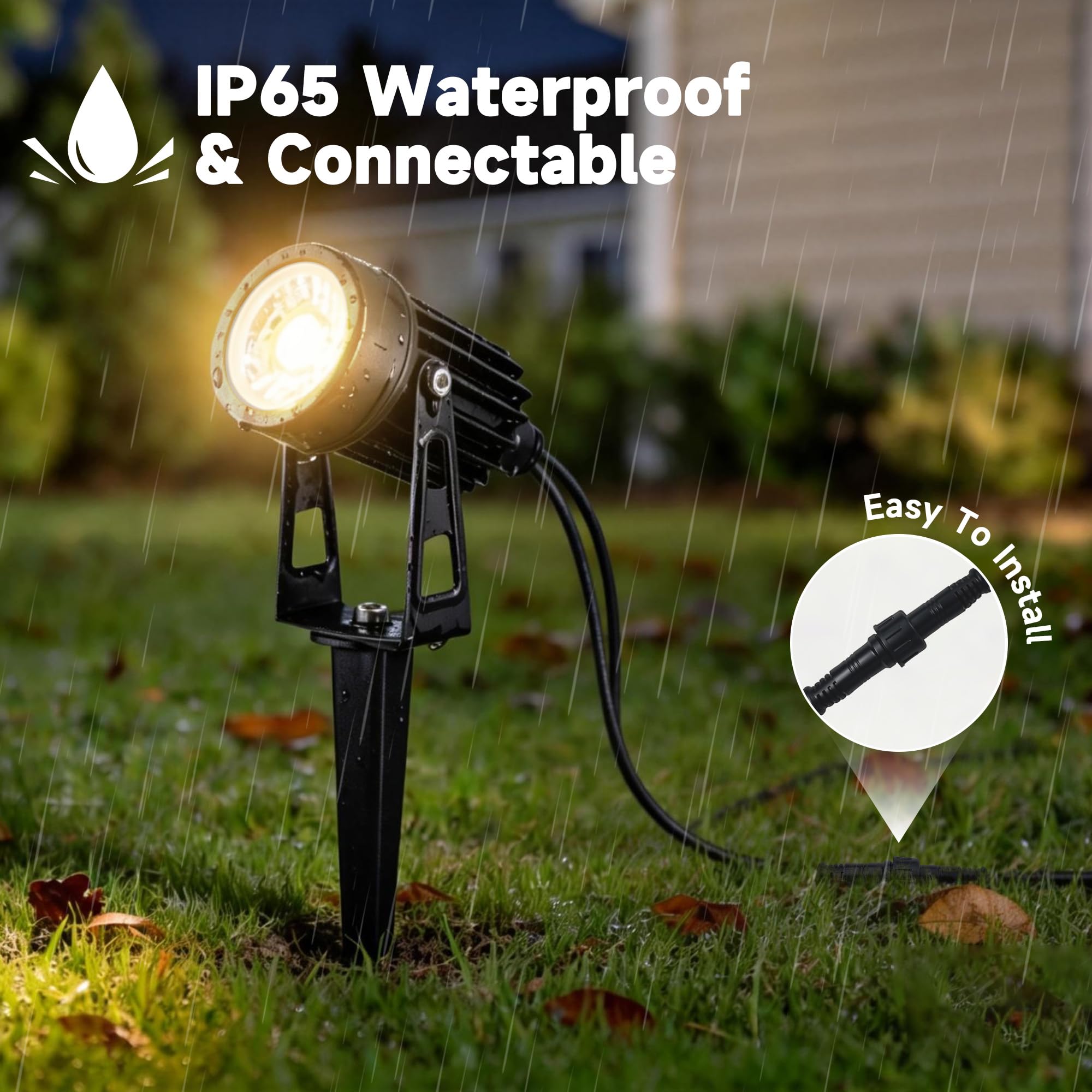 MALORY LED Gartenbeleuchtung 6er Set, 16.5M Gartenleuchten mit Transformator, IP65 Wasserdichter 3000K Strahler Außen Gartenstrahler mit erdspieß für Draußen, Terrasse, Einfahrt