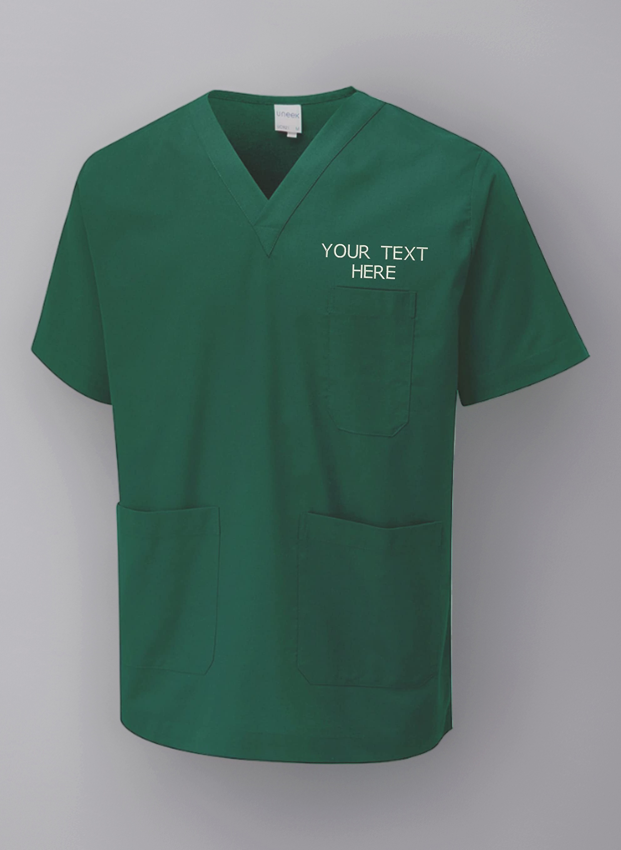 Personalised Embroidered Your Text Scrubs Tunic Health Care Hospital Medical Uniform Women Men Nurse Uniform Workwear Doctor Nurse Dress V Neck Line Regular Fit Top