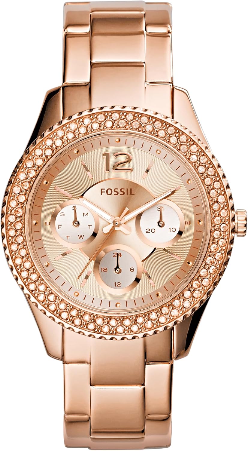 FOSSIL Stella Watch for Women, chronograph movement with Stainless steel or leather Strap