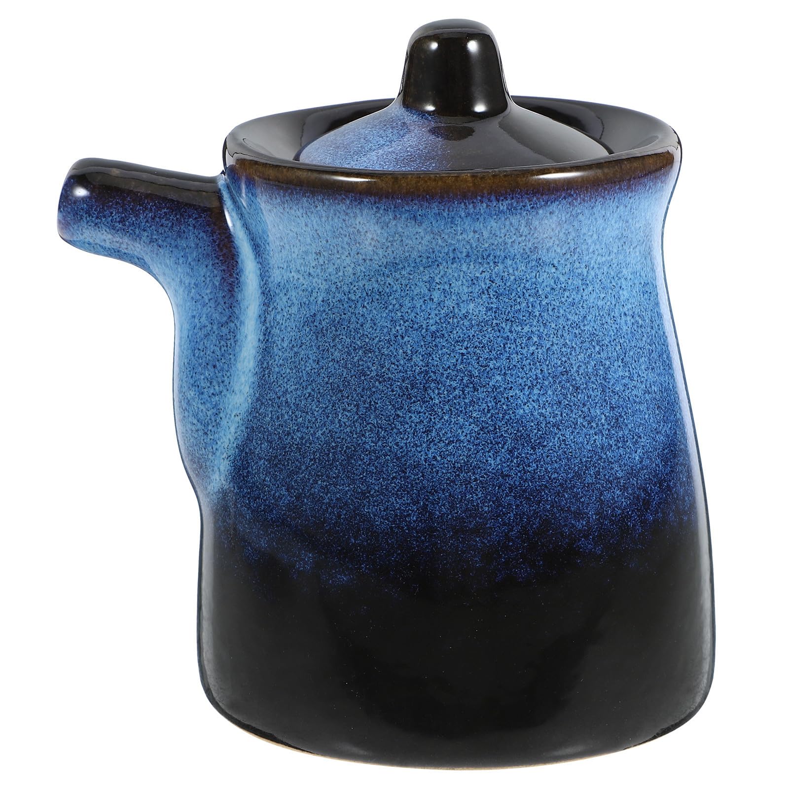 Healvian Ceramic Soy Sauce Dispenser Bottle Blue for Kitchen Oil Dispensing