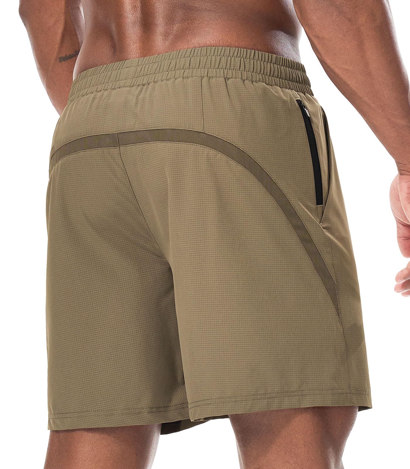 Surenow Mens Workout Athletic Shorts Quick Dry Running Shorts Gym Lightweight Breathable Mesh Shorts for Men with Zip