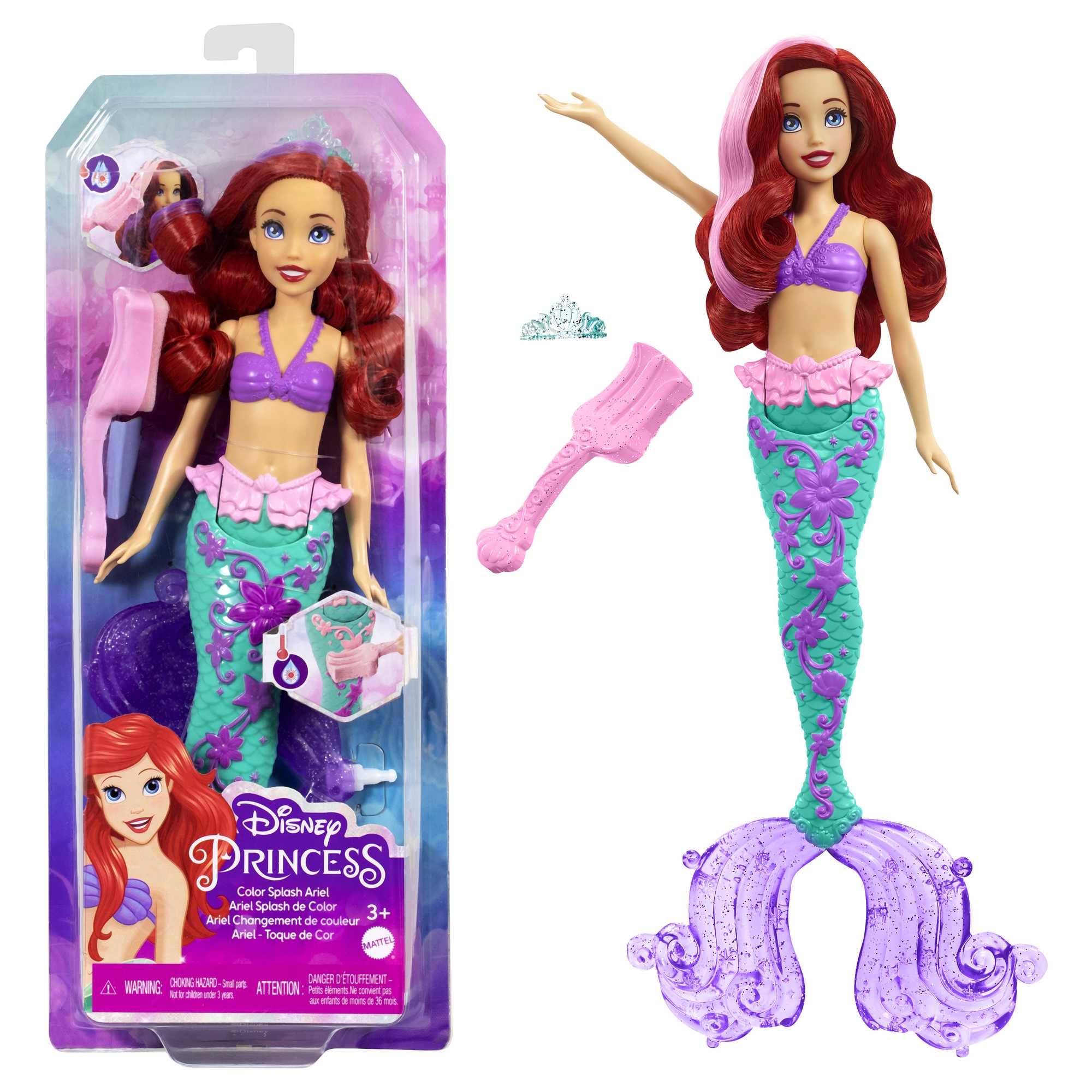 Disney Prenses Muhteşem Renk Değiştiren Saçlı Deniz Kızı Ariel, 3 yaş ve üzeri, HLW00
