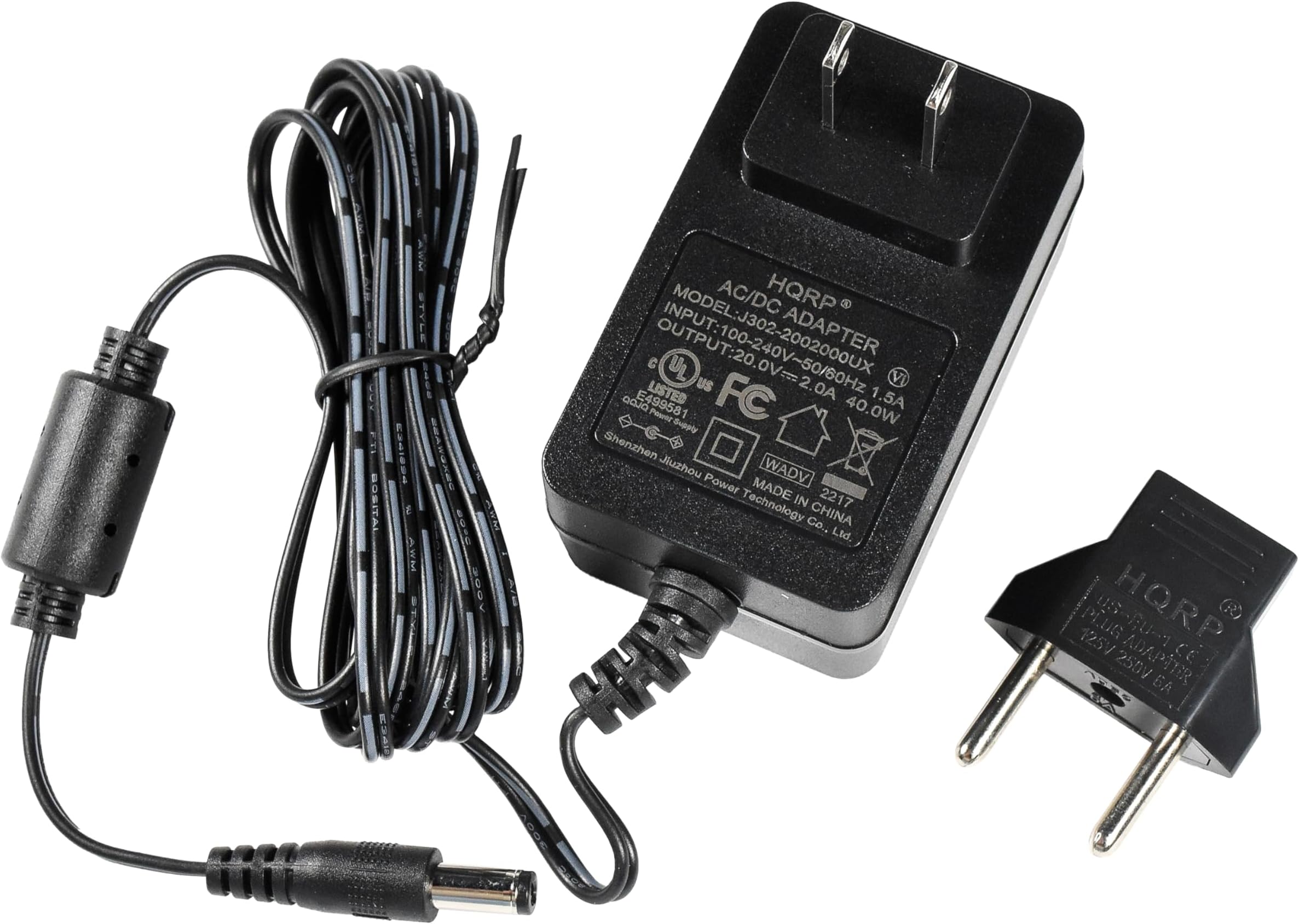 HQRP 20V AC Adapter Compatible with Logitech Wingman Formula Force Game Steering Wheel Racing, Force Joystick J-UA9 Power Supply Cord Adaptor 190010-0000 + Euro Plug Adapter