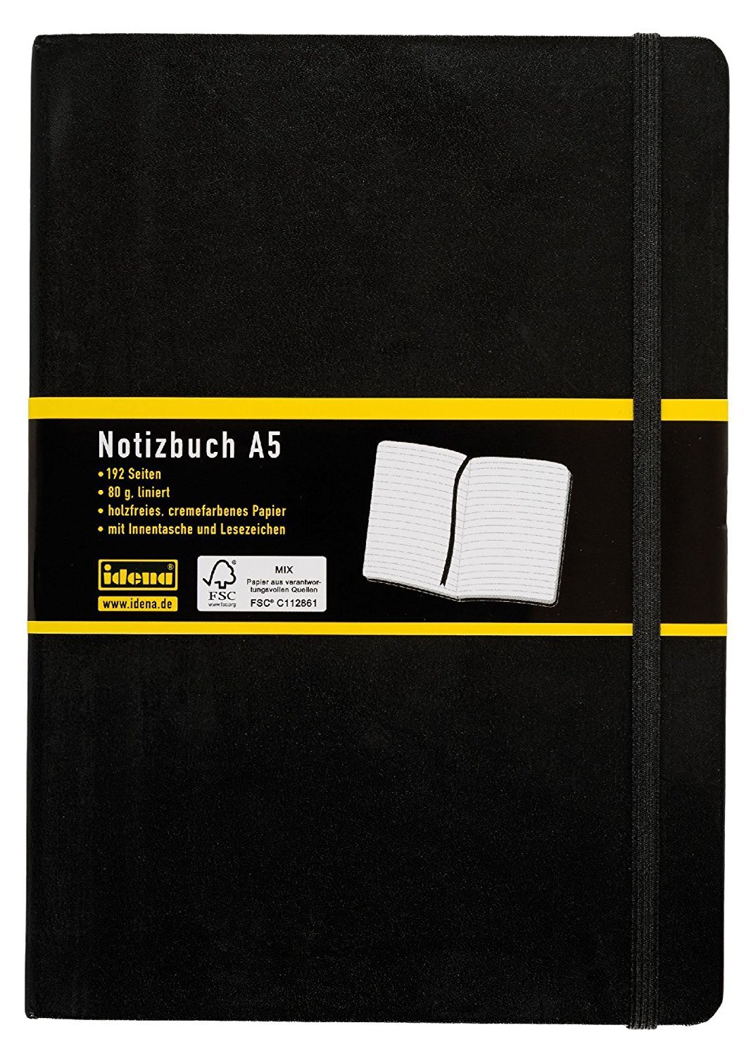Idena 10er Maxi Sparpack 209284 - Notizbuch, 192 Seiten, 80 g/m², schwarz (DIN A5 | 10 Stück, liniert)