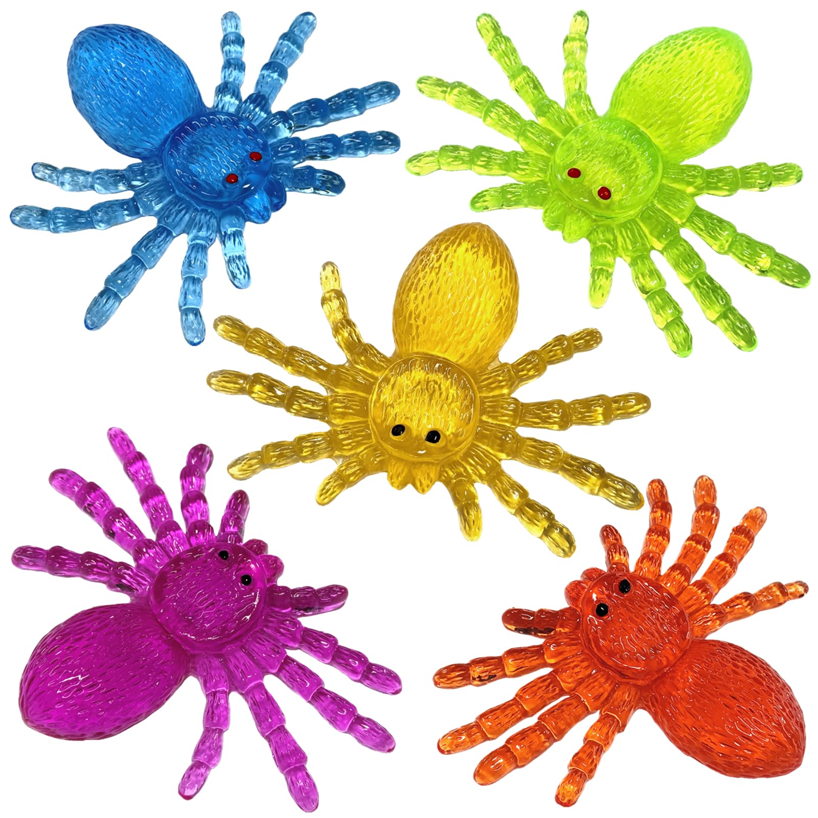 Super Stretch Sticky Mochi Squishy Spider,Kids Party Favors,Goody Bag Fillers,Halloween Basket Stuffers,Kids Birthday Gifts,Classroom Fidgets Toys Quiet (Transparency Series, 5)