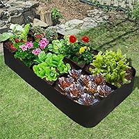 Vista 3 de Firlar Cama de jardín elevada, cama elevada de tela, 8 rejillas divididas, bolsas de cultivo duraderas para jardín, caja para plantas, hierbas
