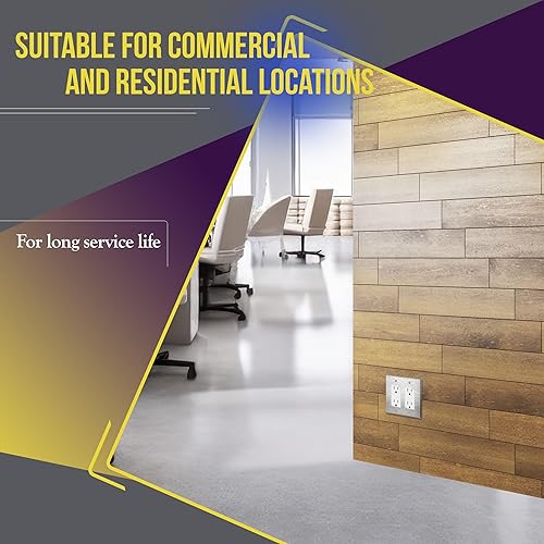 Miniatura 6 de ENERLITES Receptáculo decorador, toma de pared resistente a manipulaciones, grado residencial, 3 cables, conexión a tierra, 2 polos, 15 A 125 V,