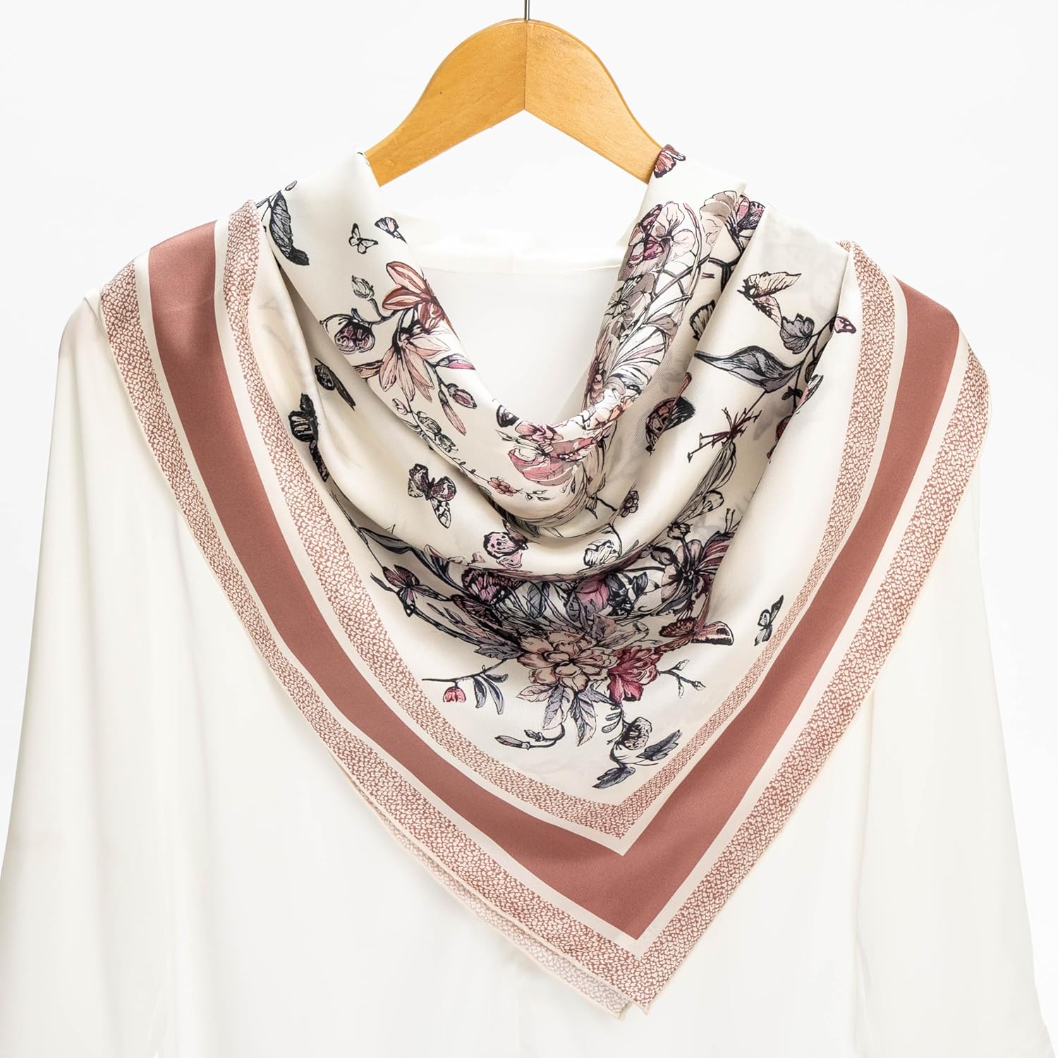 100% Mulberry Silk Scarf for Women for Neck, Large Bandana Square Satin Head Scarf for Hair 35"x35"
